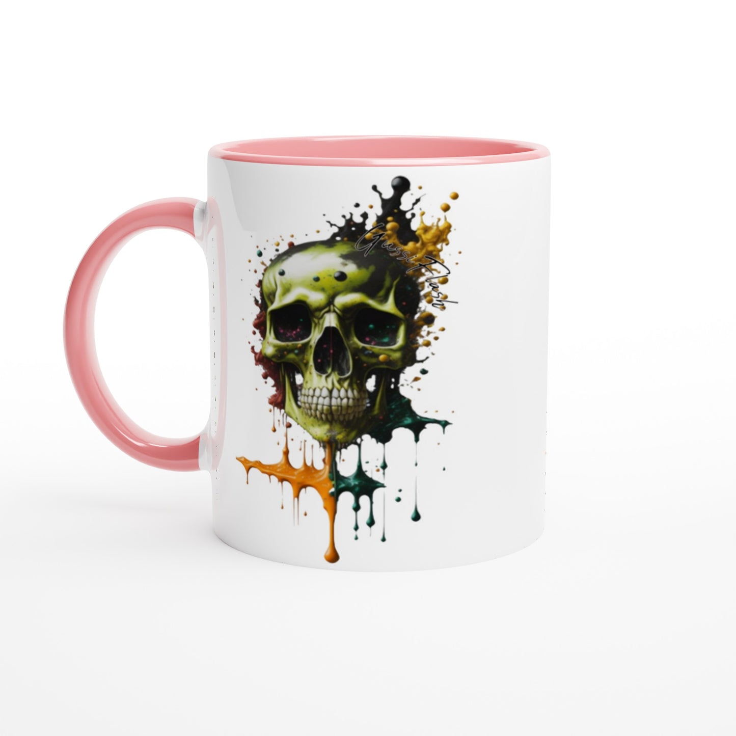 Weiße Keramiktasse Farbe an der Innenseite