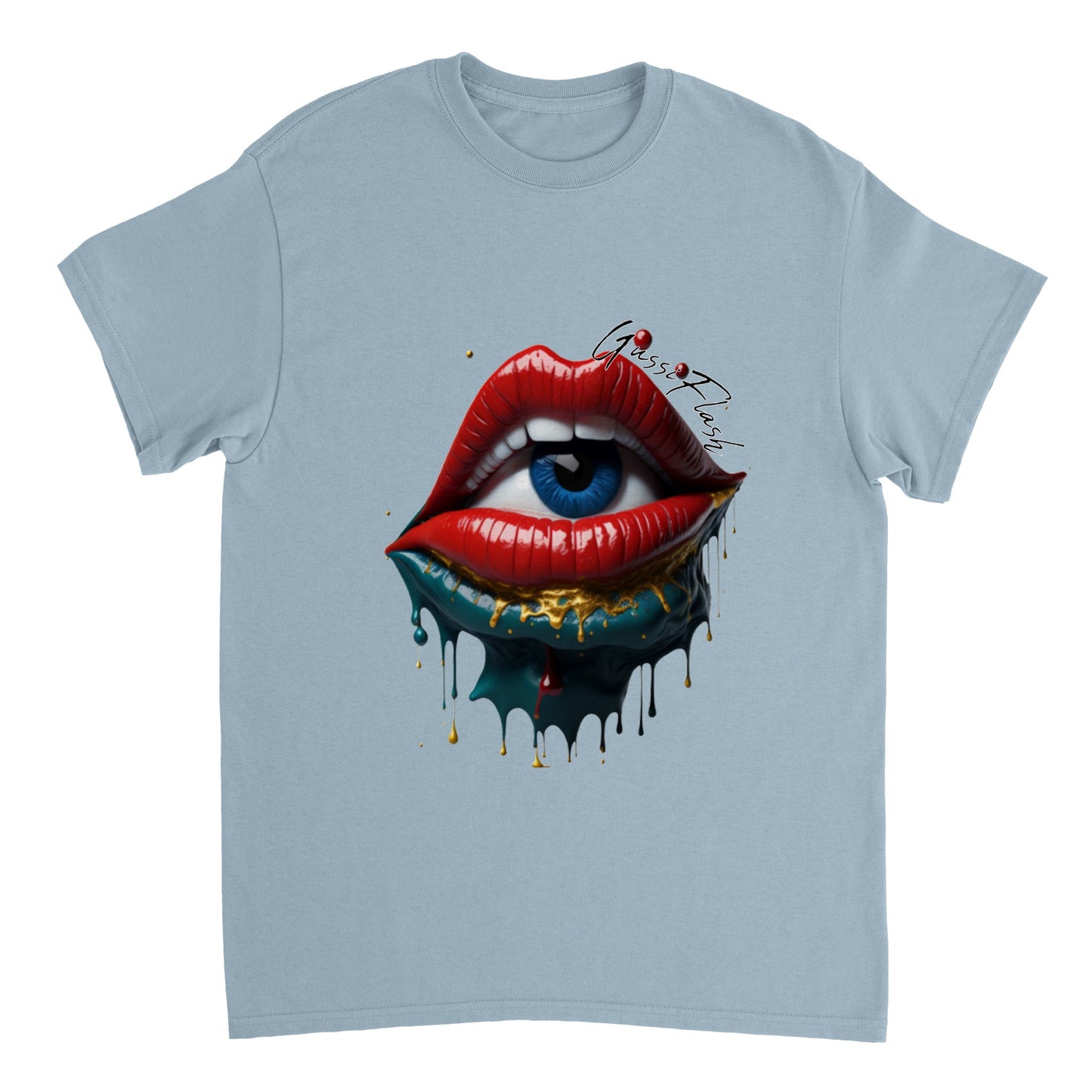 Schweres Unisex T-Shirt mit Rundhalsausschnitt und Gussiflash Logo