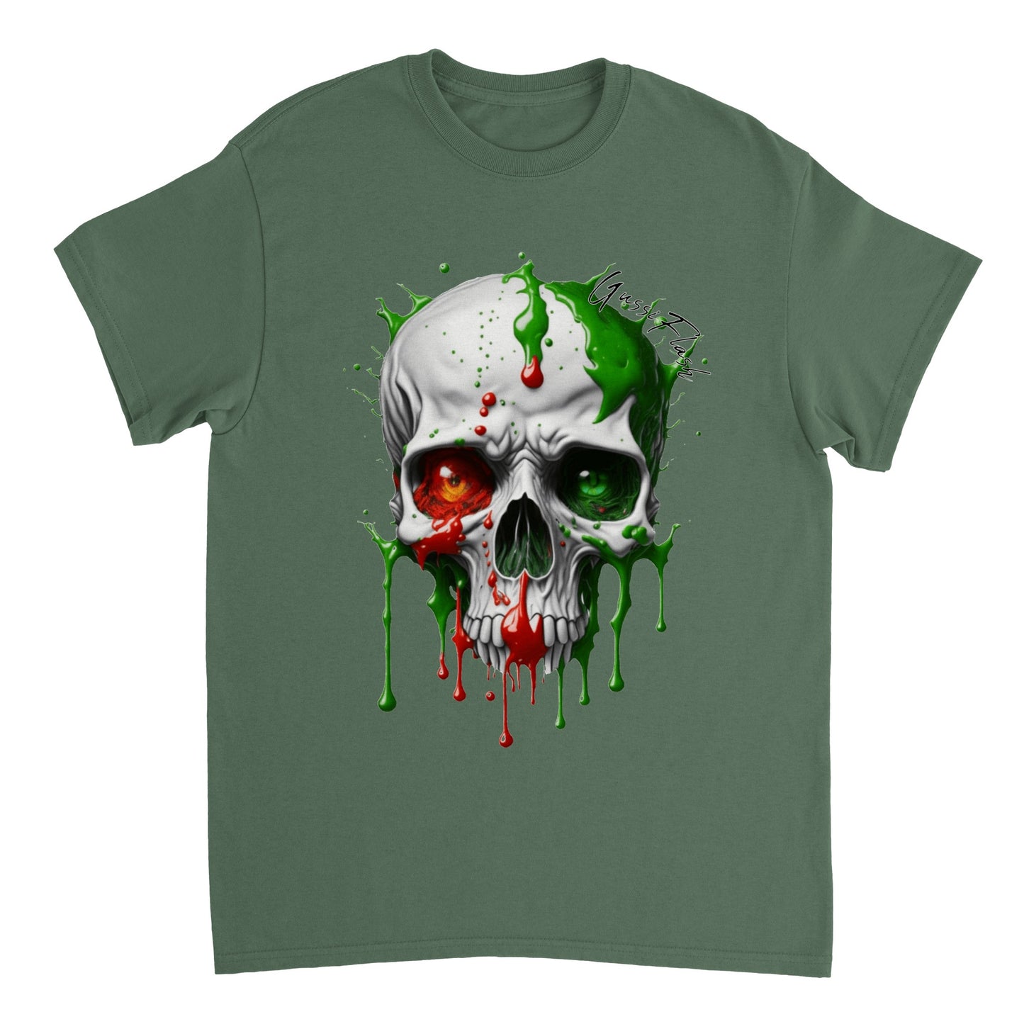 Schweres Unisex T-Shirt mit GussiFlash Skull