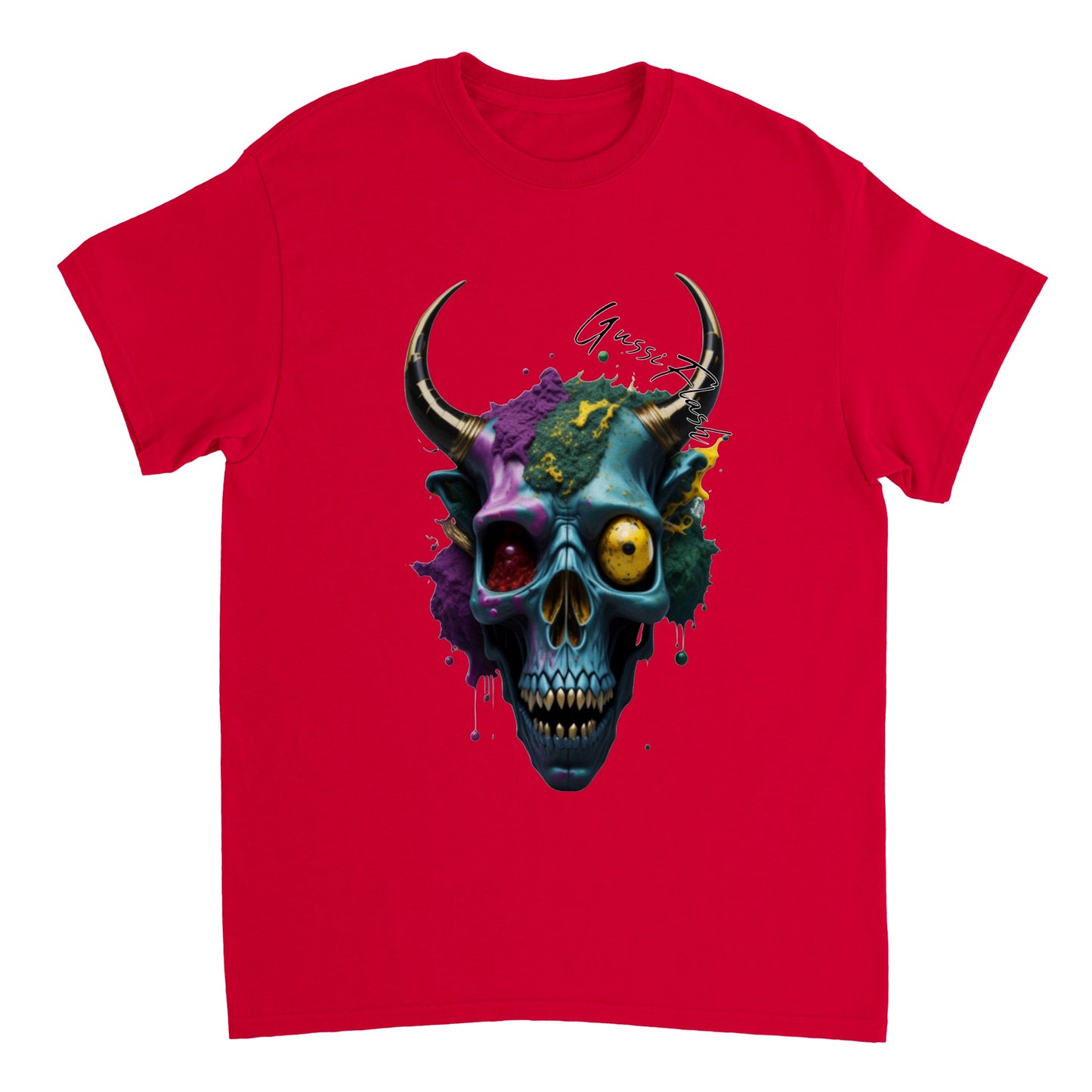 Schweres Unisex T-Shirt mit GussiFlash Skull