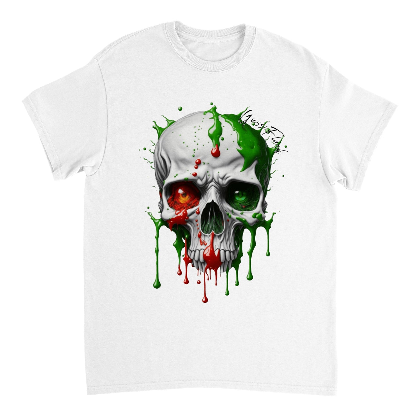 Schweres Unisex T-Shirt mit GussiFlash Skull