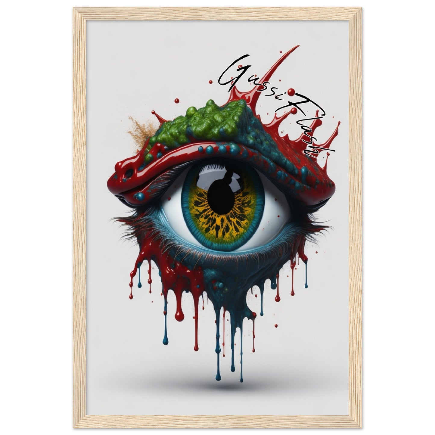 GussiFlash Premium-Poster aus mattem Papier mit Holzrahmen
