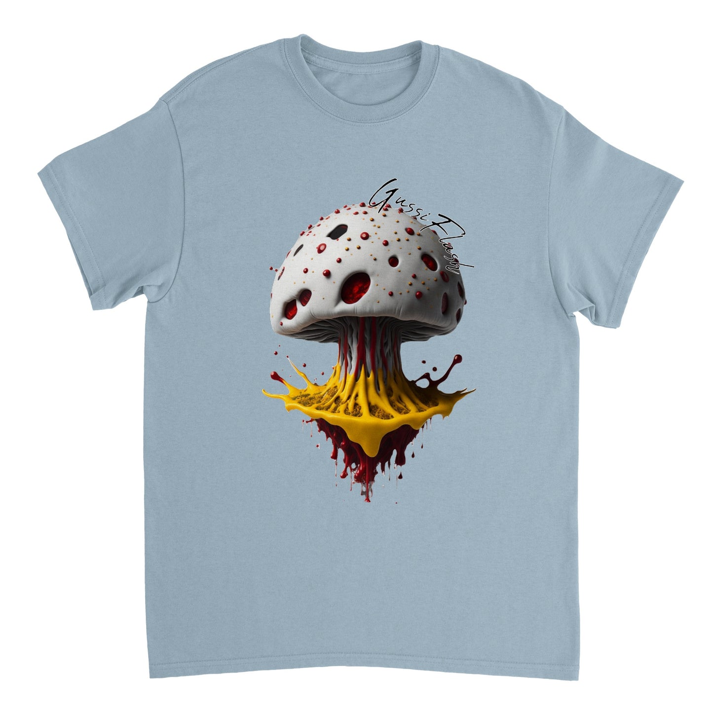 Schweres Unisex T-Shirt mit Rundhalsausschnitt und Gussiflash Logo