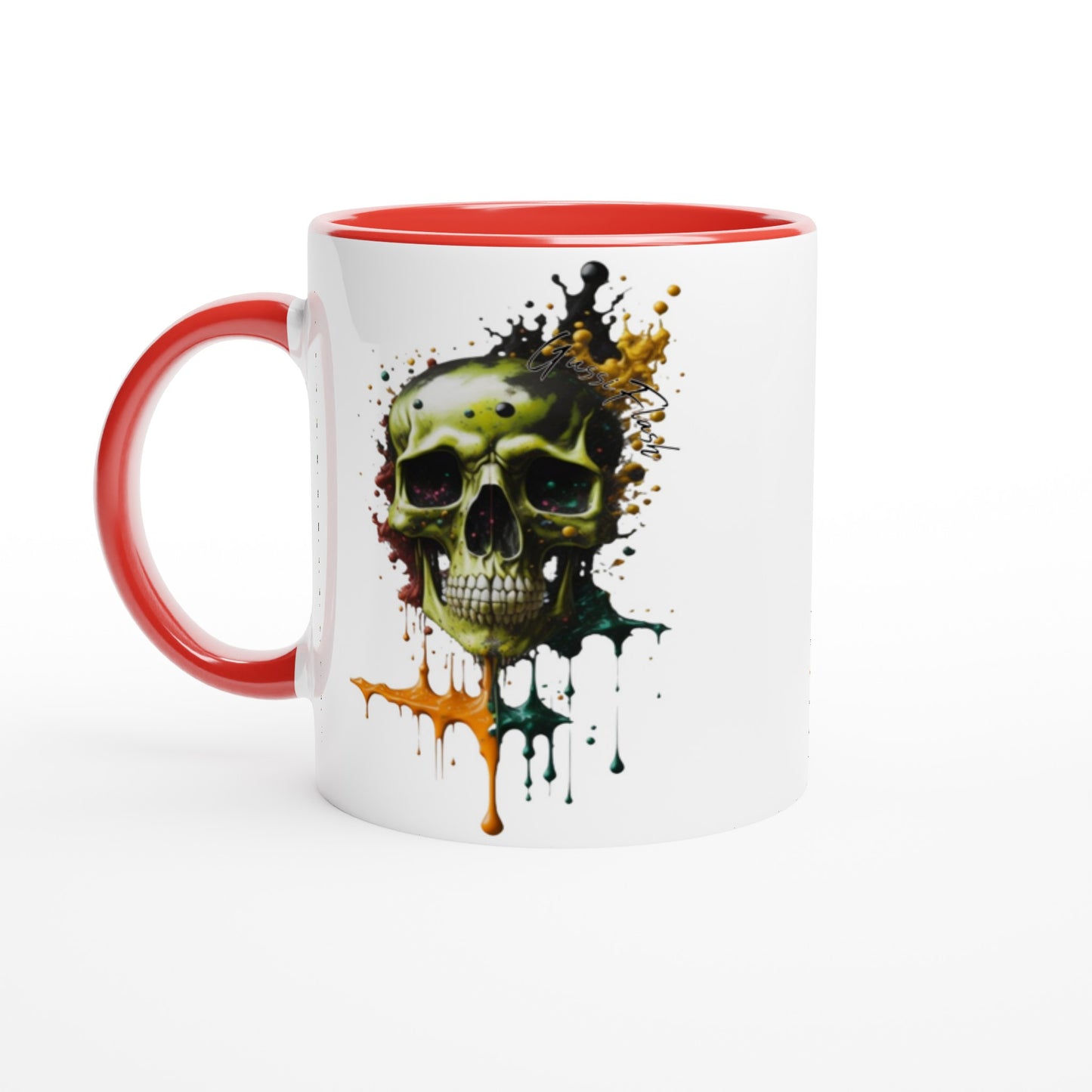 Weiße Keramiktasse Farbe an der Innenseite