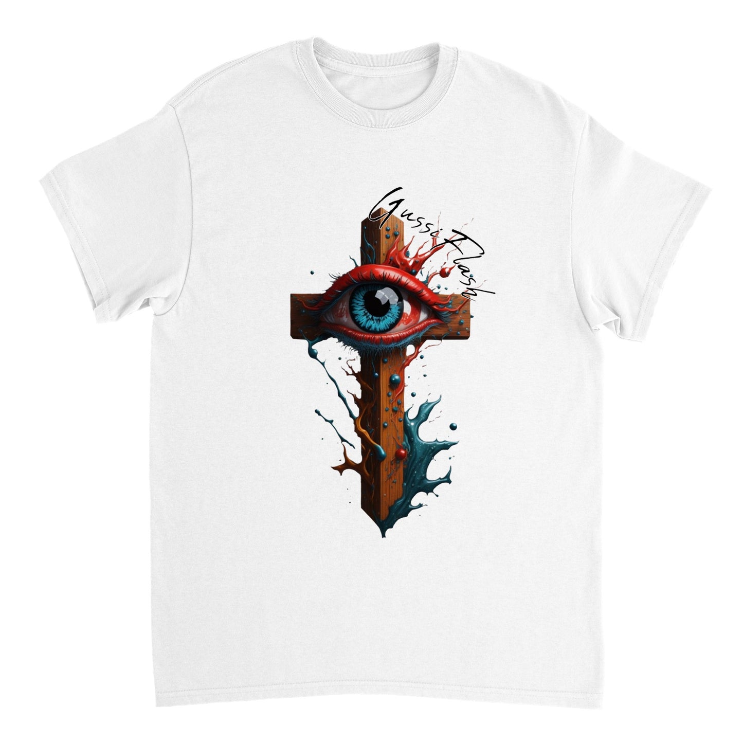 Schweres Unisex T-Shirt mit Rundhalsausschnitt und Gussiflash Logo