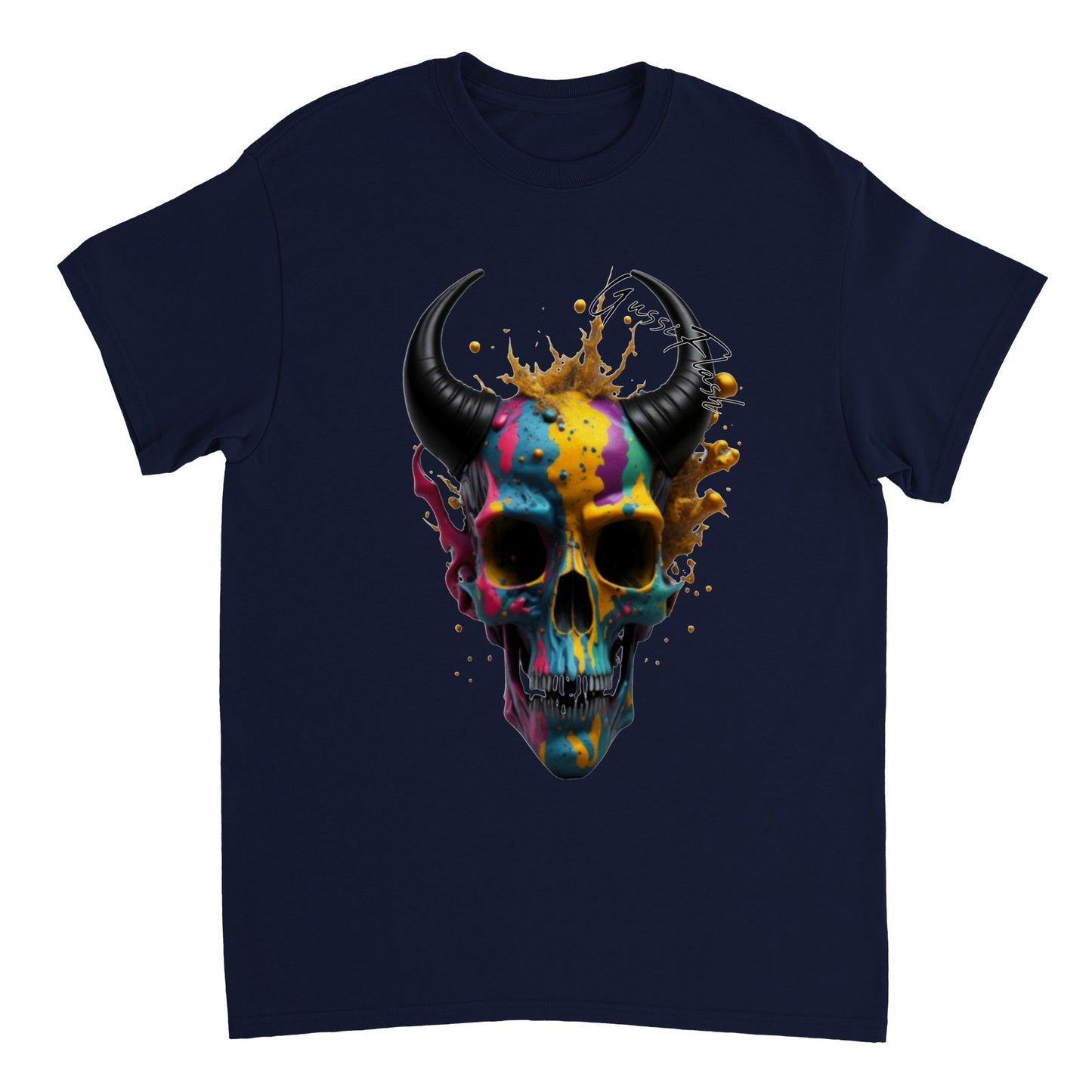 Schweres Unisex T-Shirt mit GussiFlash Skull