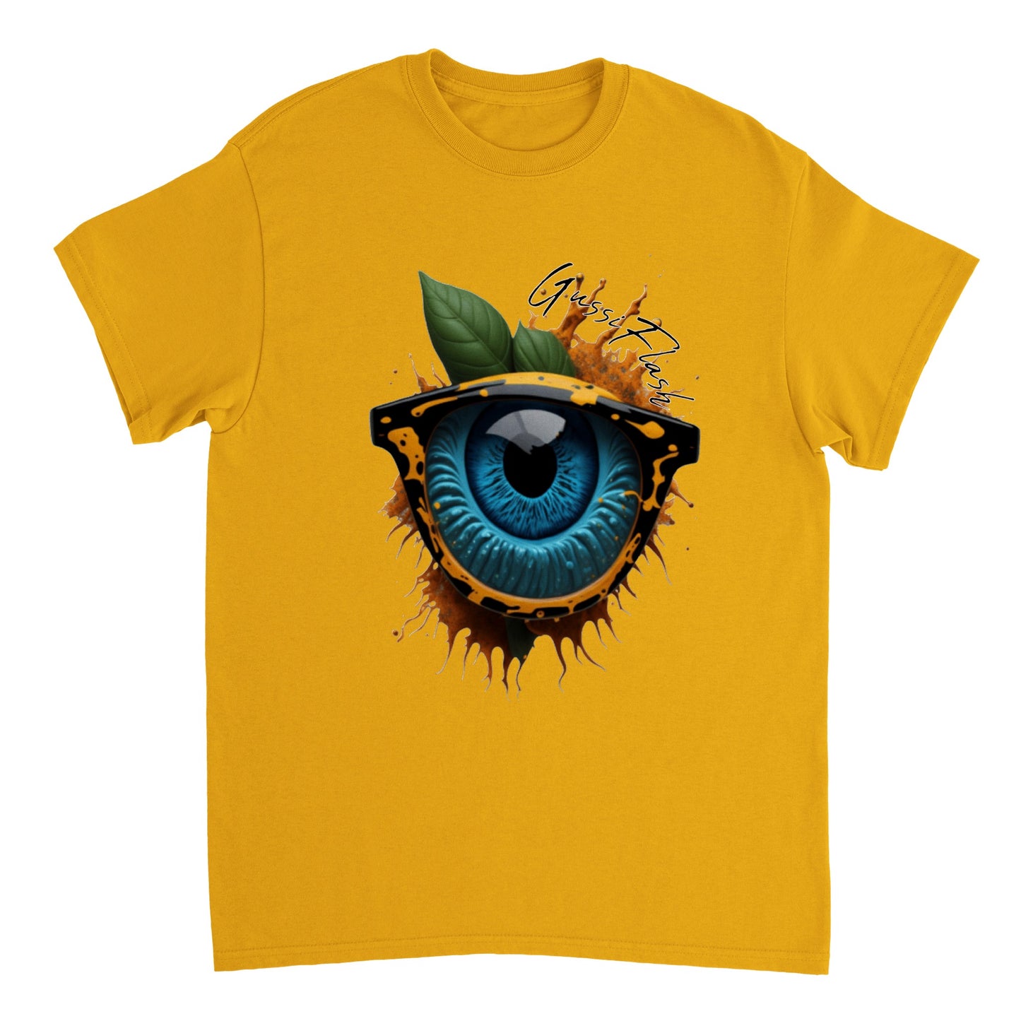 Schweres Unisex T-Shirt mit Rundhalsausschnitt und Gussiflash Logo