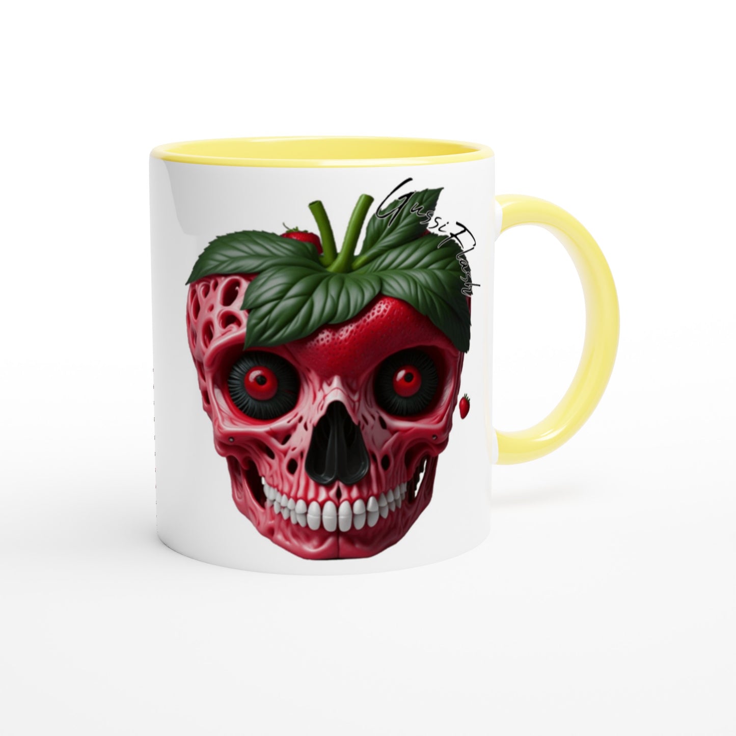 Weiße Keramiktasse Farbe an der Innenseite