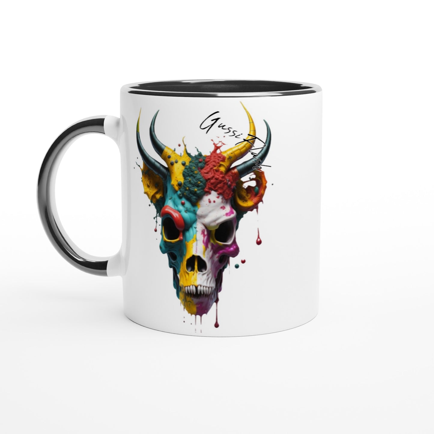 Weiße Keramiktasse Farbe an der Innenseite