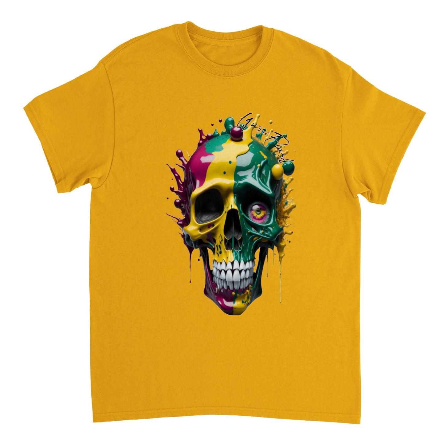 Schweres Unisex T-Shirt mit GussiFlash Skull