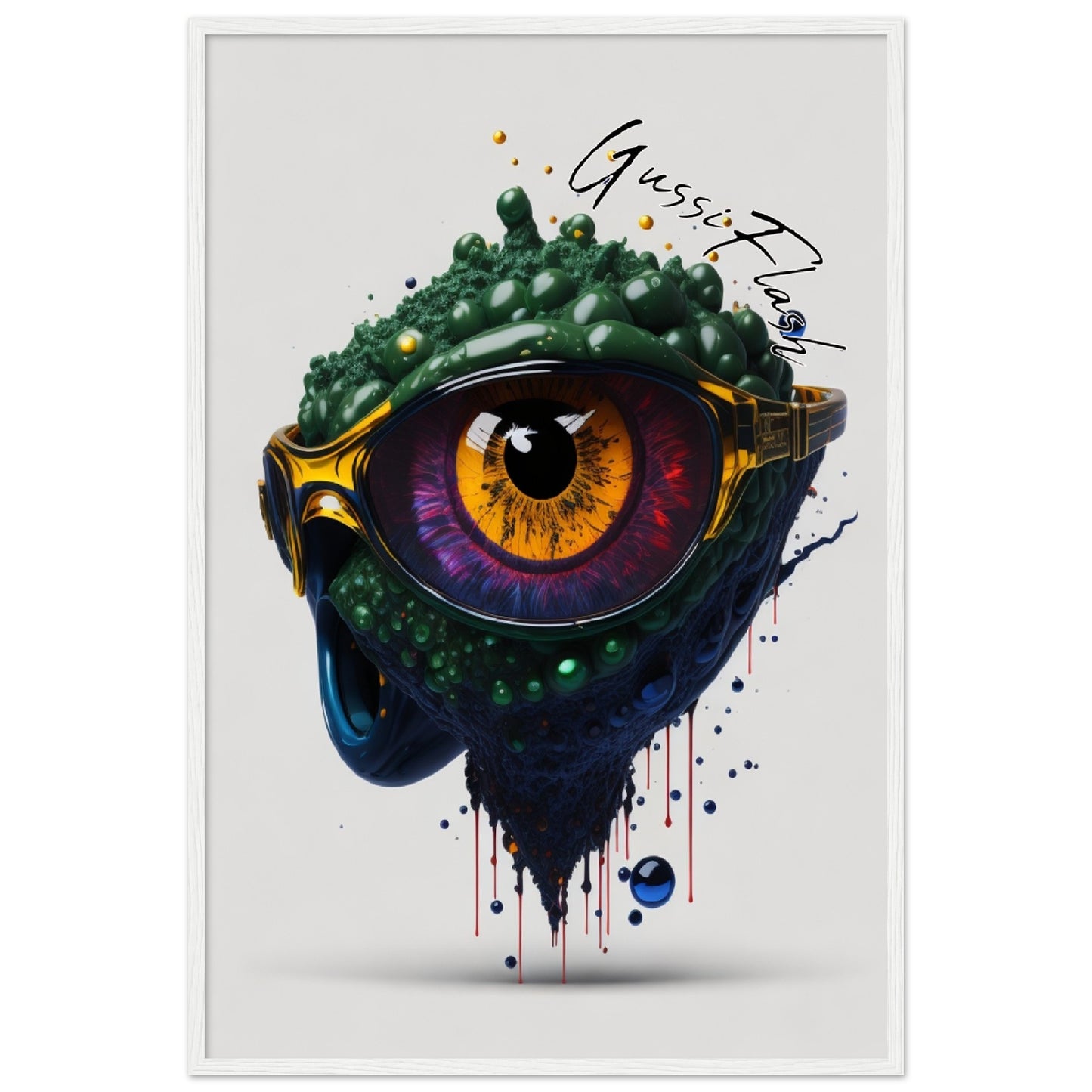 GussiFlash Premium-Poster aus mattem Papier mit Holzrahmen