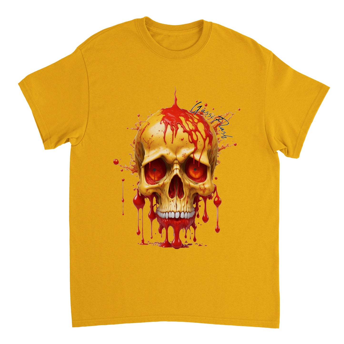 Schweres Unisex T-Shirt mit GussiFlash Skull