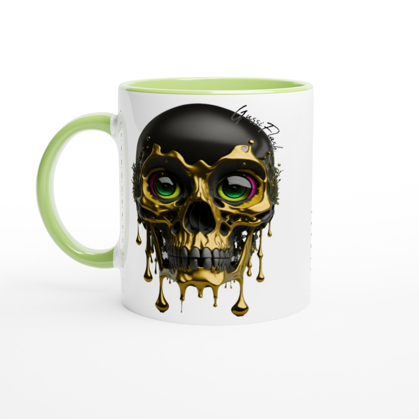 Weiße Keramiktasse Farbe an der Innenseite