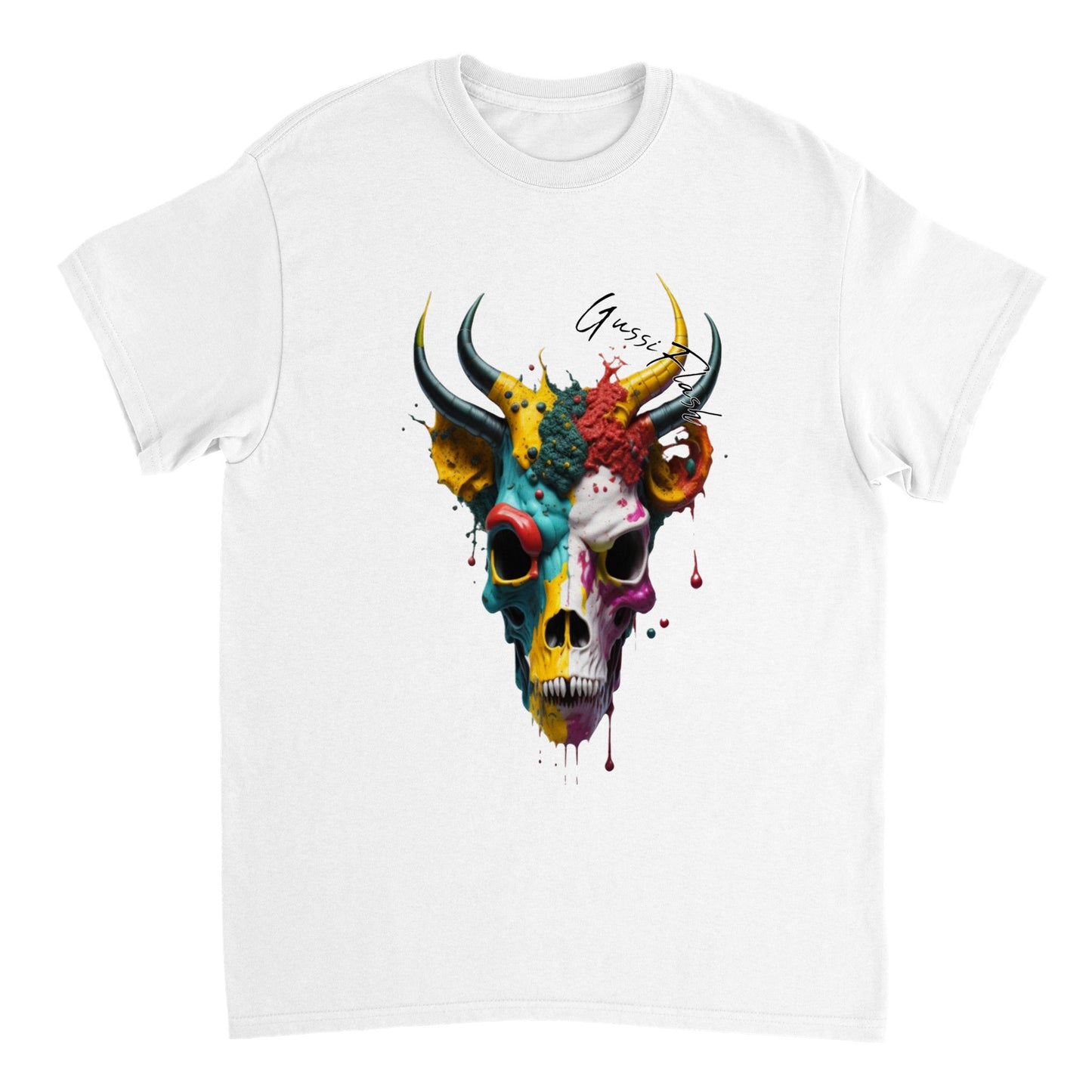 Schweres Unisex T-Shirt mit GussiFlash Skull