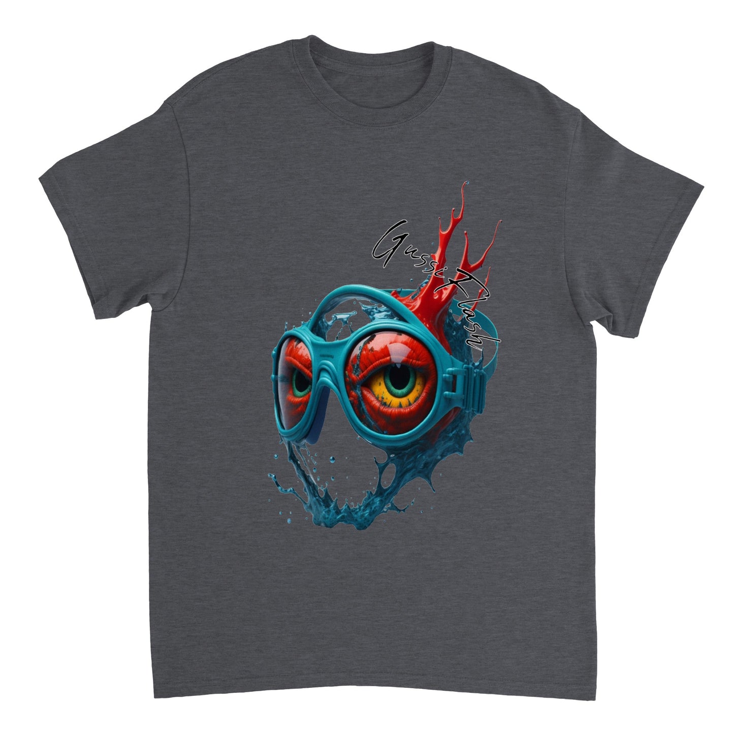 Schweres Unisex T-Shirt mit Rundhalsausschnitt und Gussiflash Logo