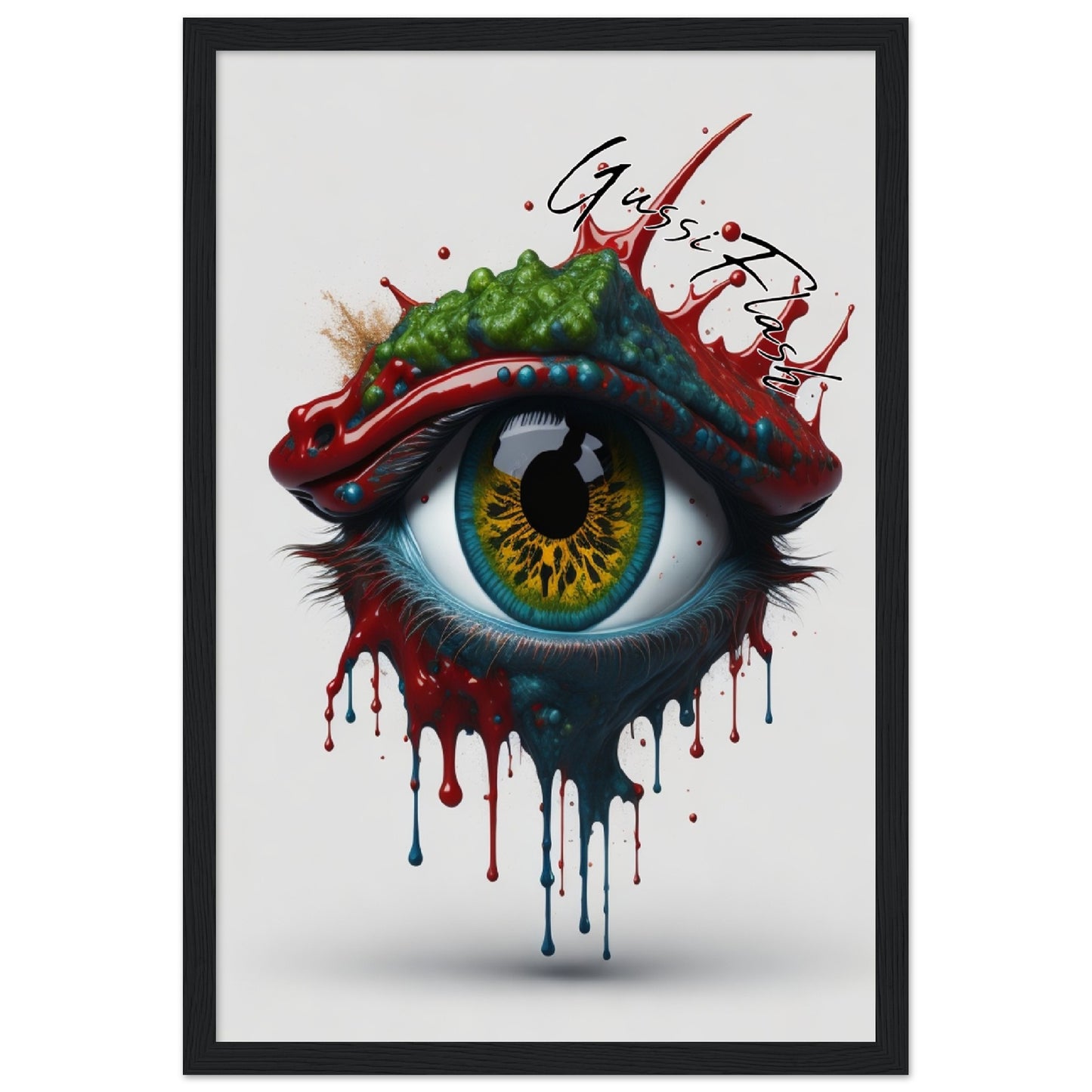 GussiFlash Premium-Poster aus mattem Papier mit Holzrahmen