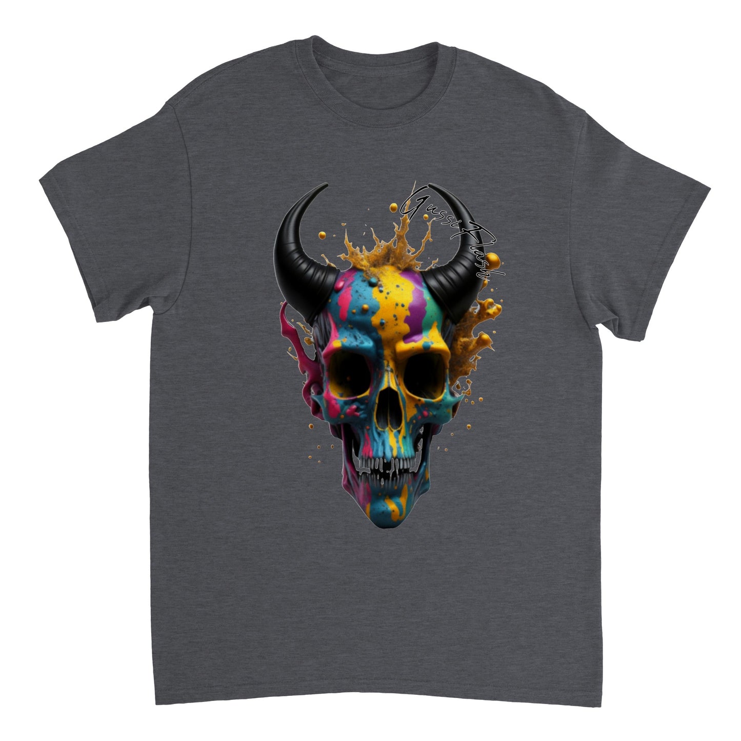 Schweres Unisex T-Shirt mit GussiFlash Skull