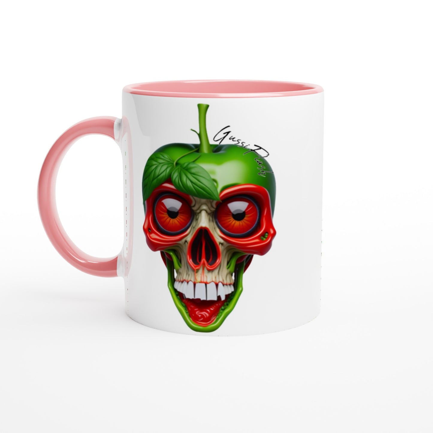 Weiße Keramiktasse Farbe an der Innenseite