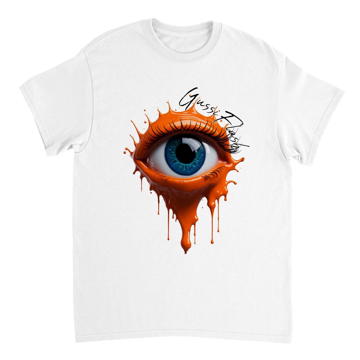 Schweres Unisex T-Shirt mit Rundhalsausschnitt und Gussiflash Logo