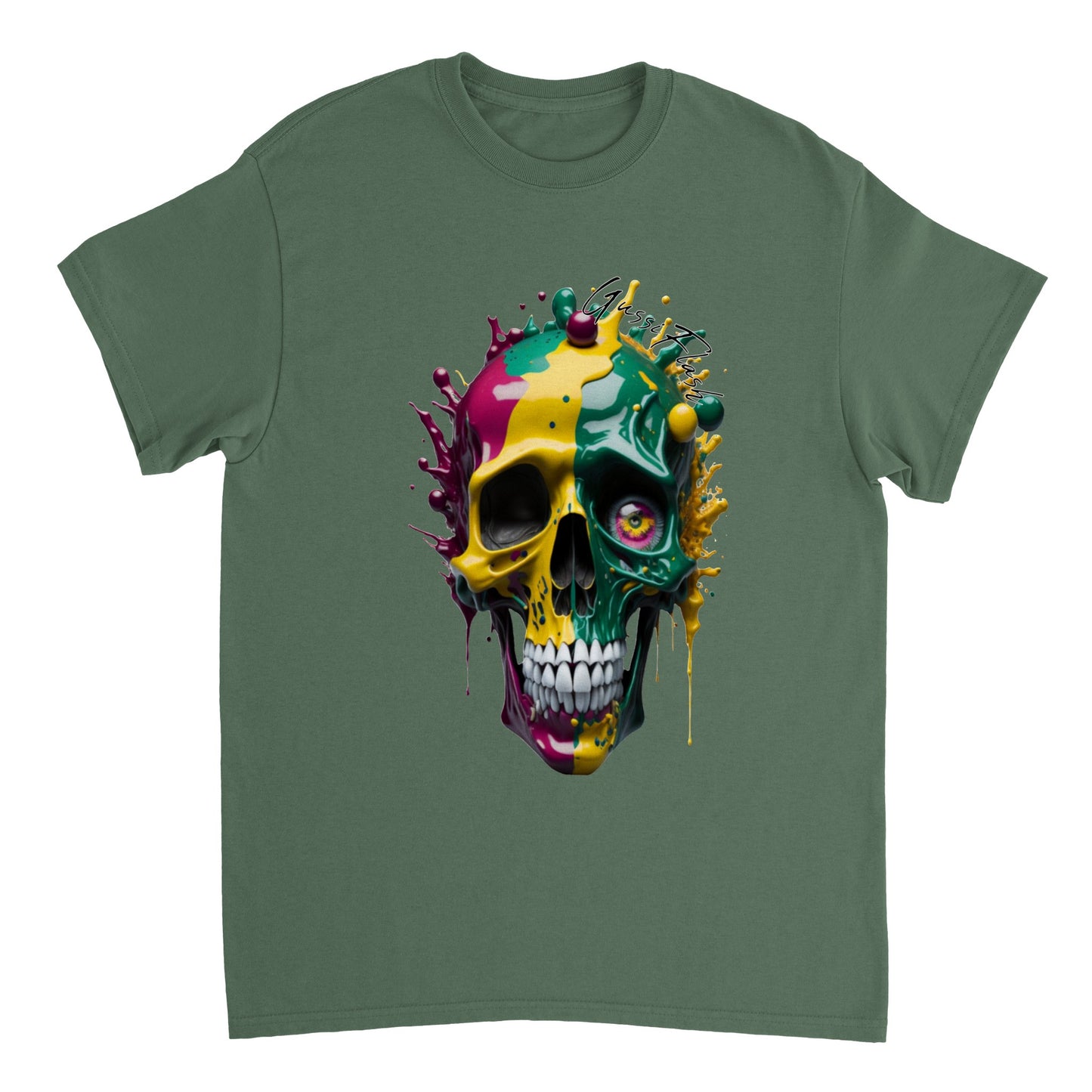 Schweres Unisex T-Shirt mit GussiFlash Skull
