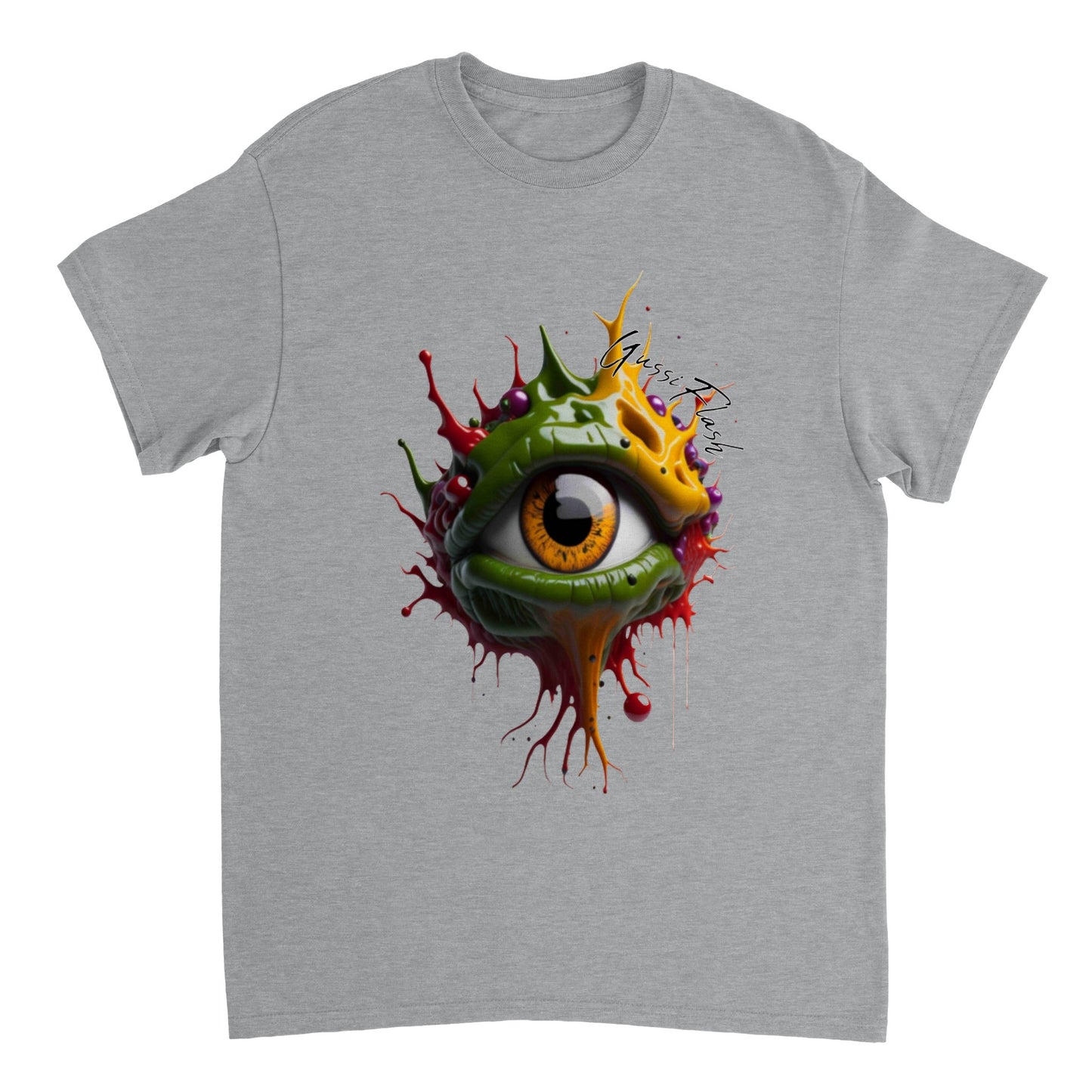 Schweres Unisex T-Shirt mit Rundhalsausschnitt und Gussiflash Logo