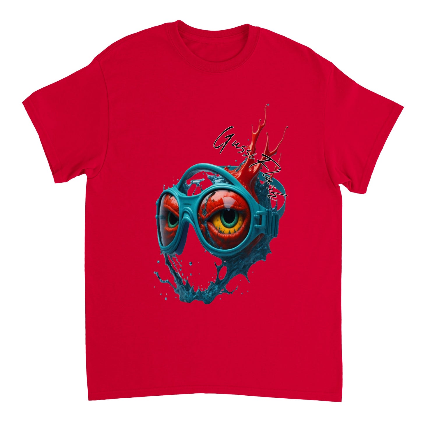 Schweres Unisex T-Shirt mit Rundhalsausschnitt und Gussiflash Logo