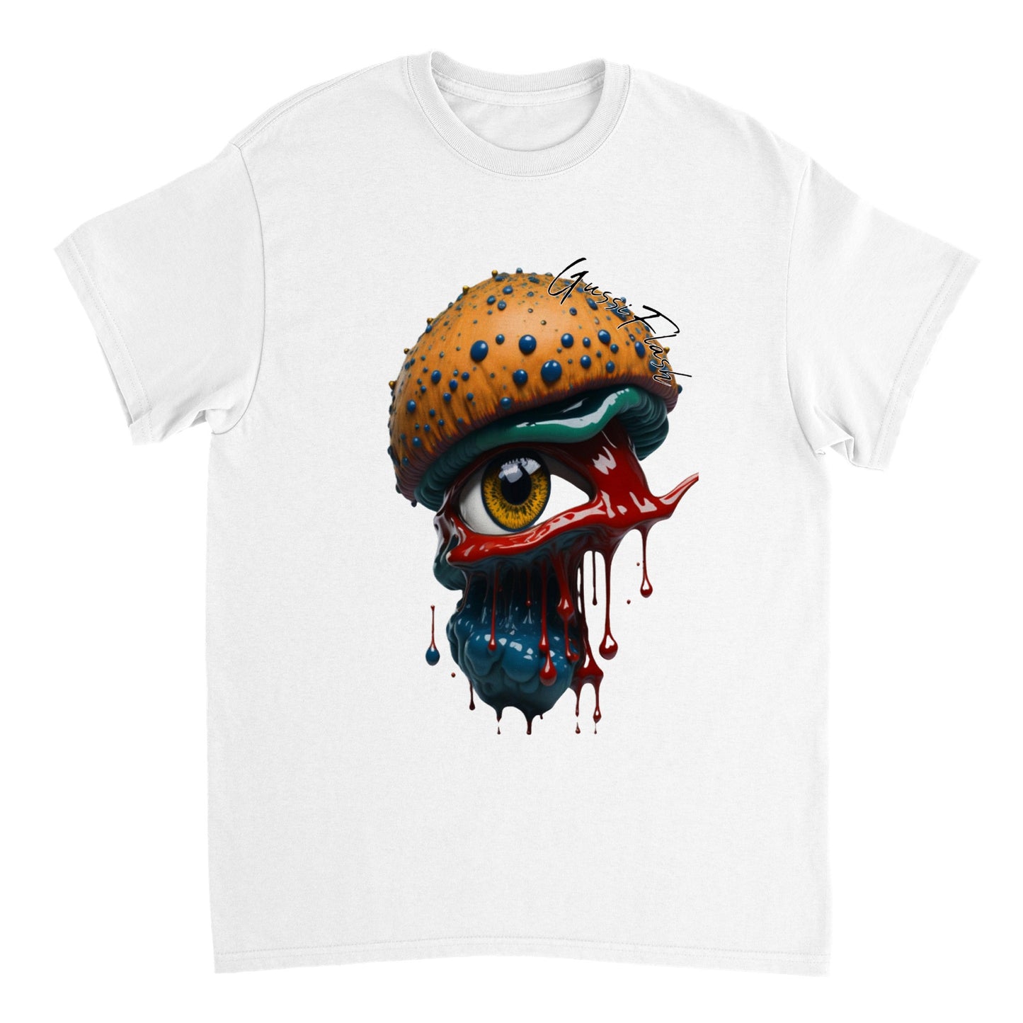 Schweres Unisex T-Shirt mit Rundhalsausschnitt und Gussiflash Logo