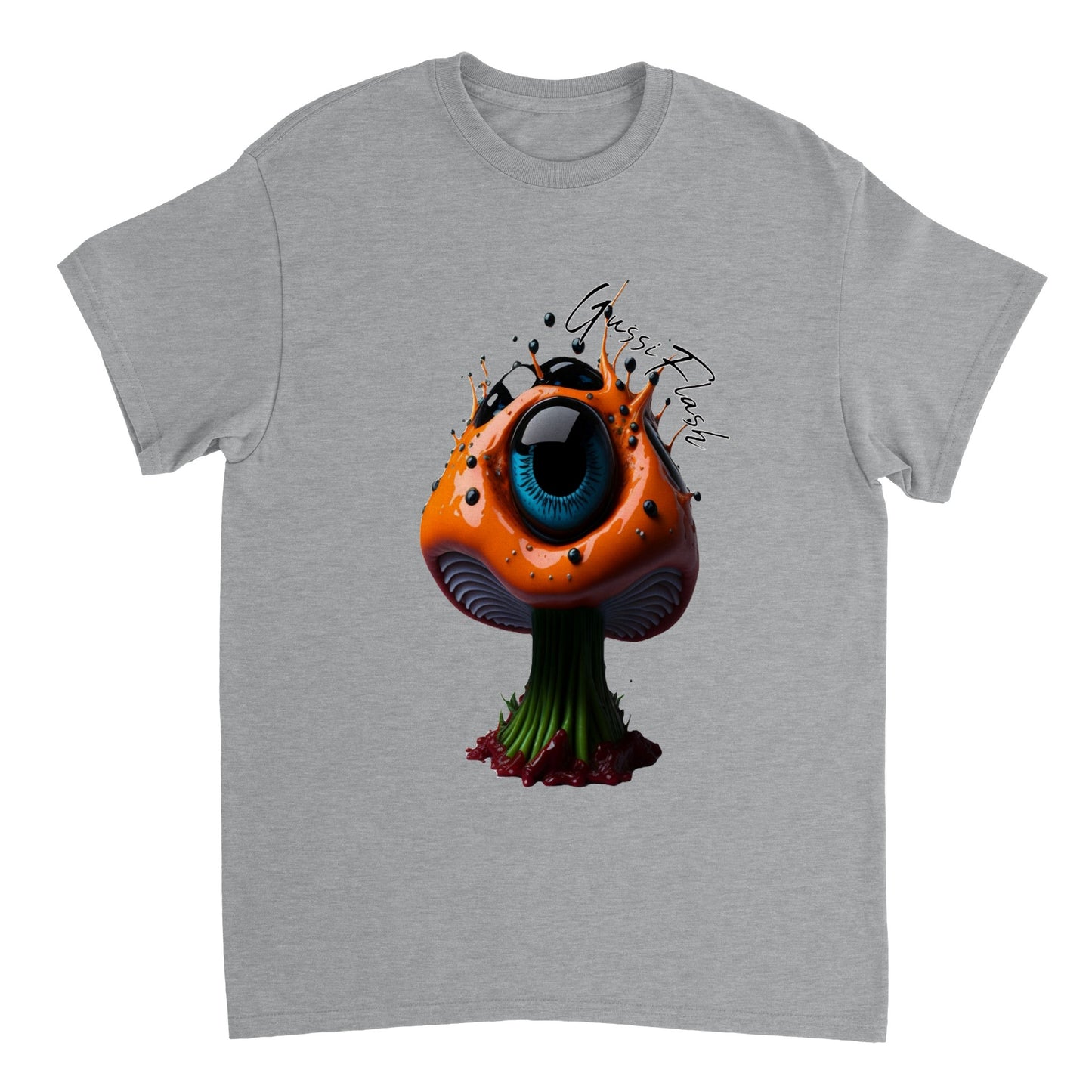 Schweres Unisex T-Shirt mit Rundhalsausschnitt und Gussiflash Logo