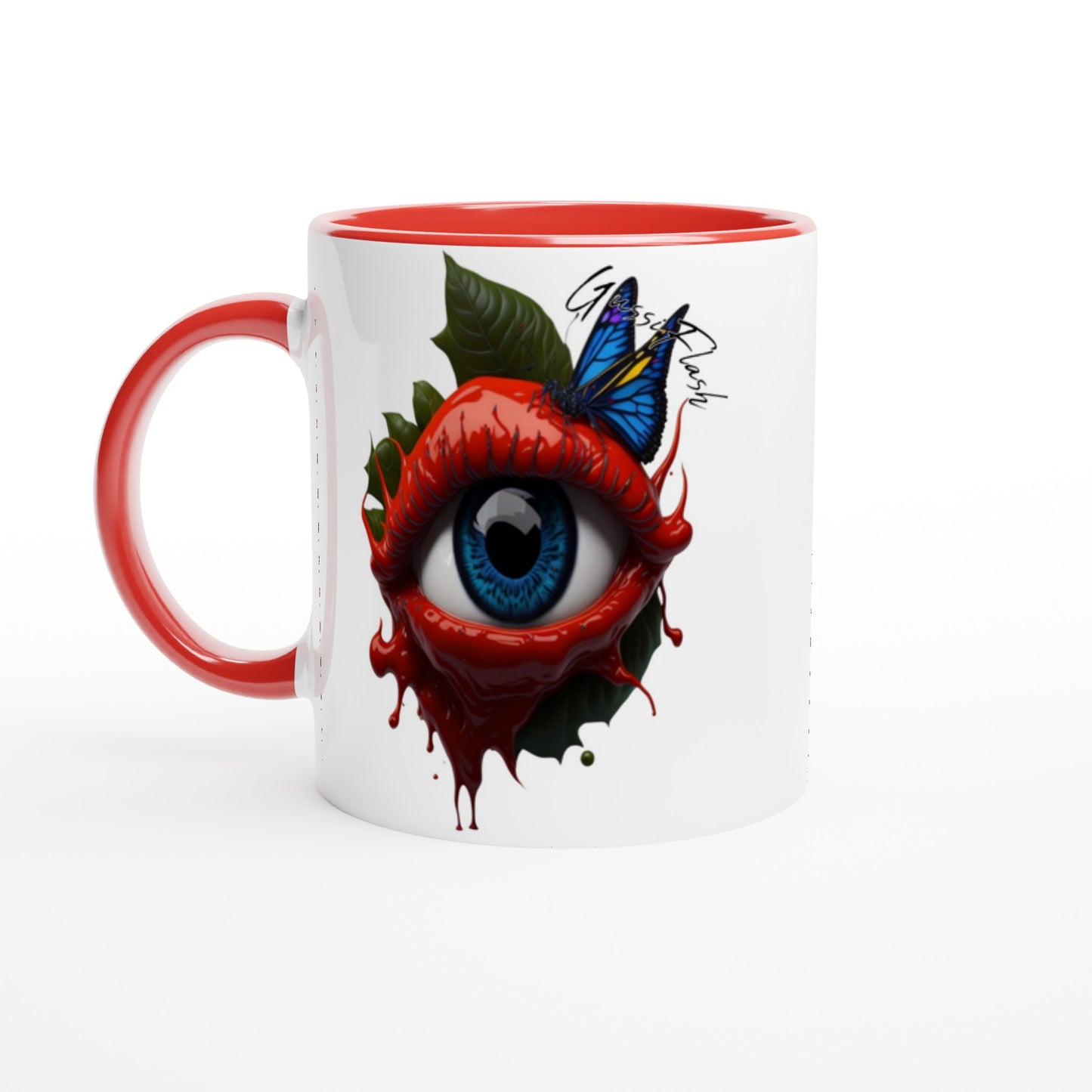 Weiße Keramiktasse Farbe an der Innenseite
