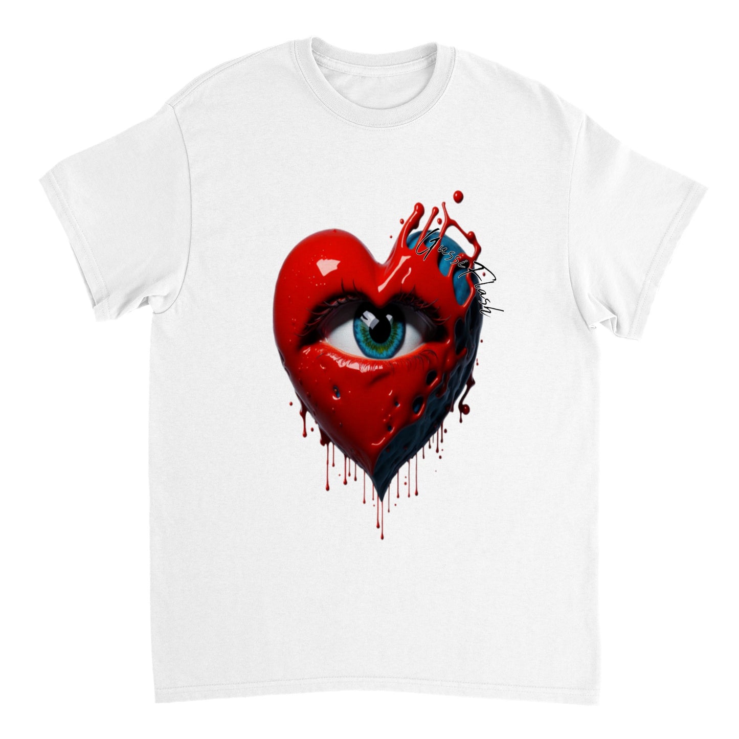 Schweres Unisex T-Shirt mit Rundhalsausschnitt und Gussiflash Logo