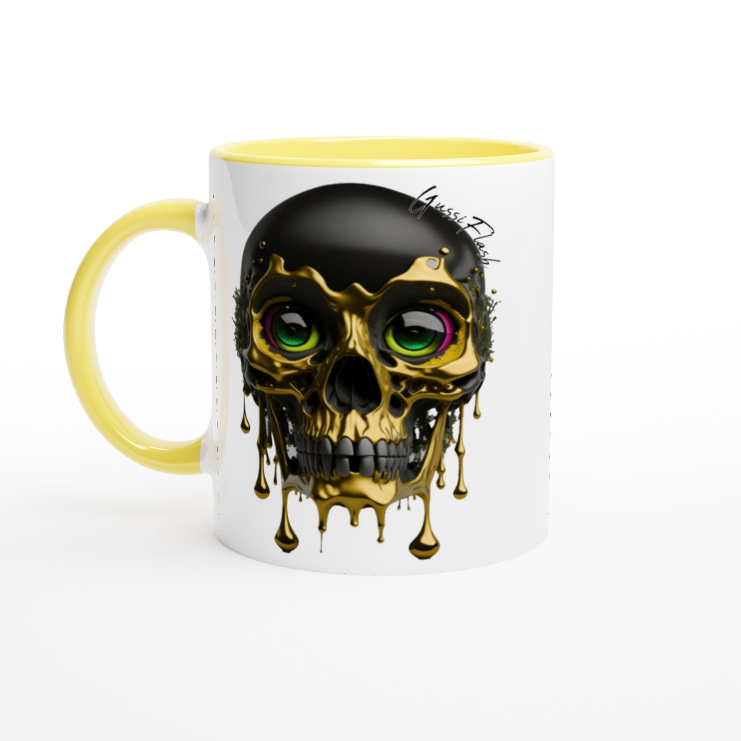 Weiße Keramiktasse Farbe an der Innenseite