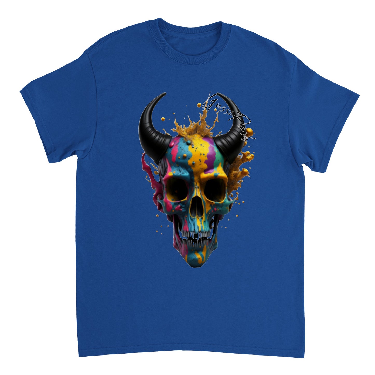 Schweres Unisex T-Shirt mit GussiFlash Skull