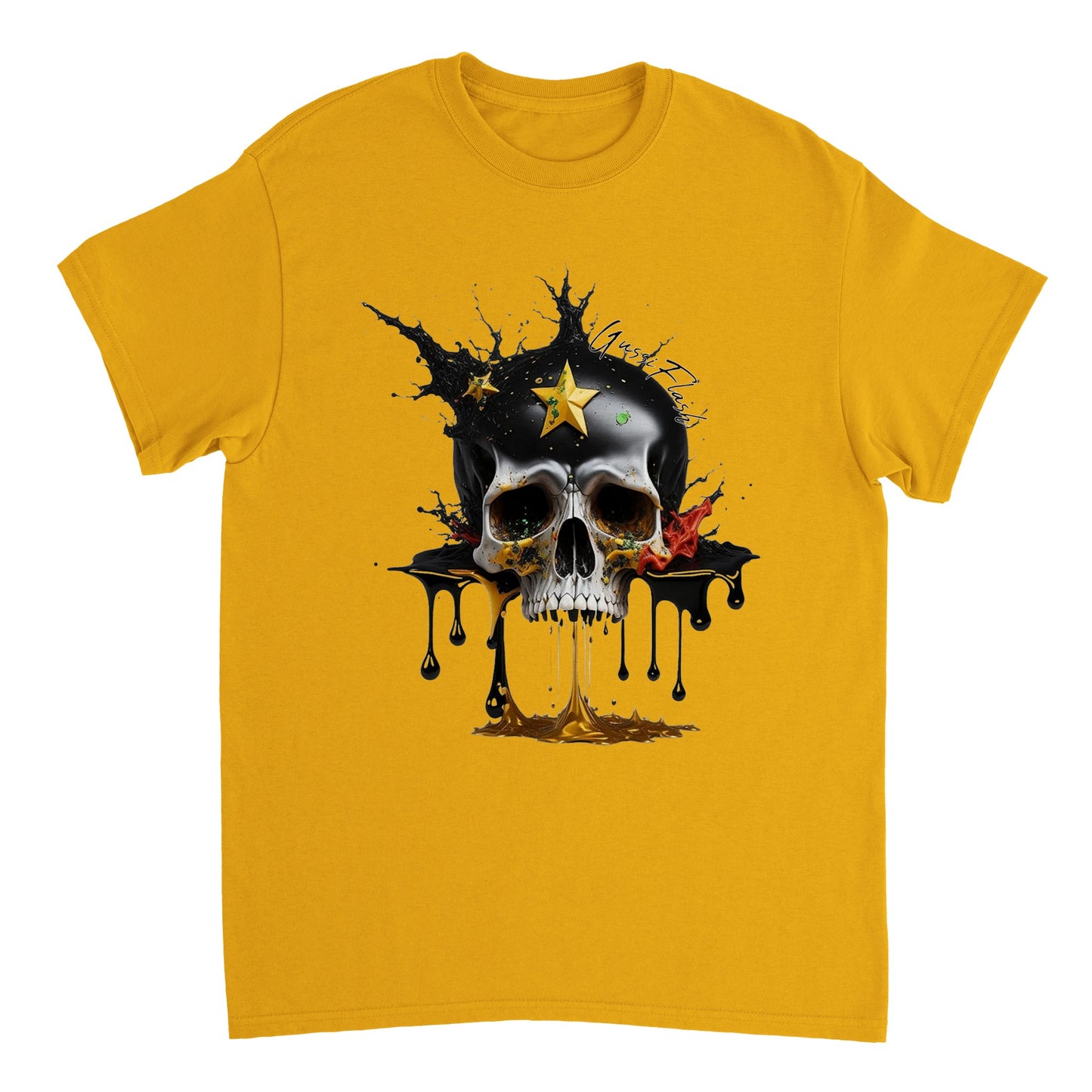 Schweres Unisex T-Shirt mit GussiFlash Skull