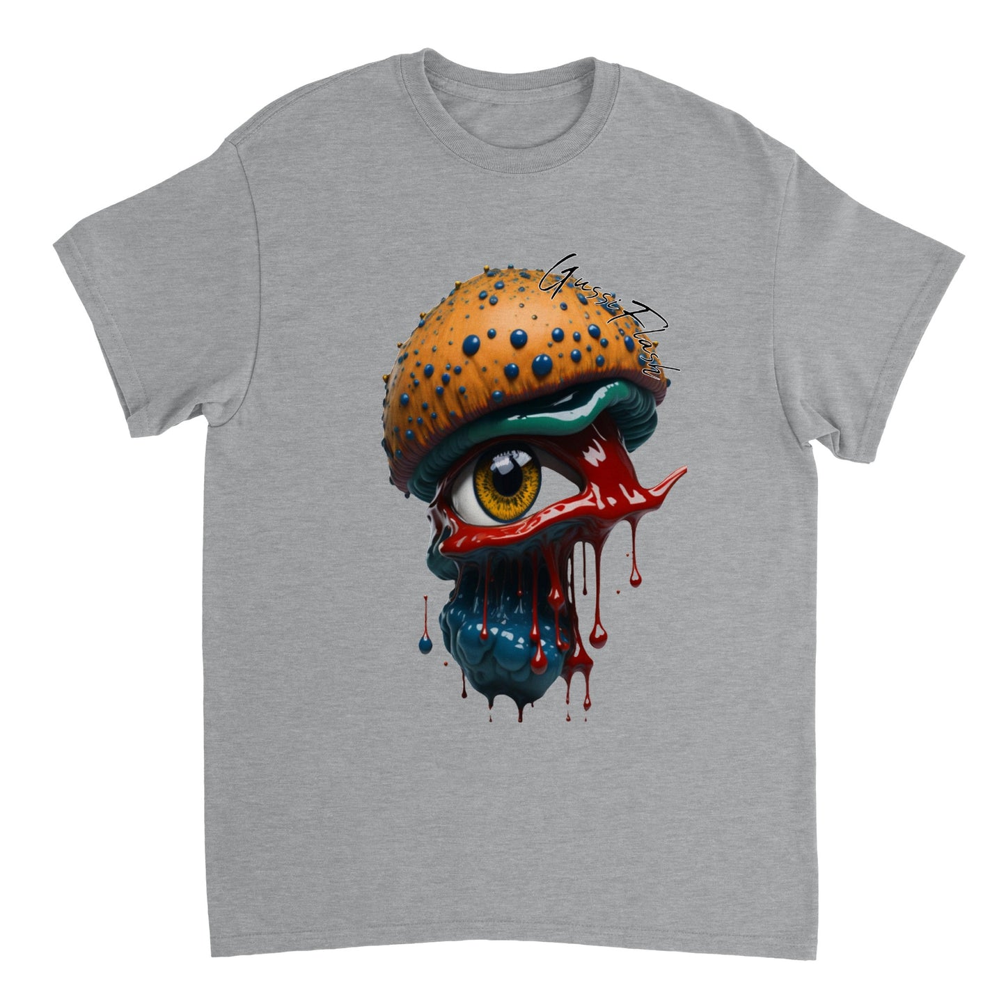 Schweres Unisex T-Shirt mit Rundhalsausschnitt und Gussiflash Logo