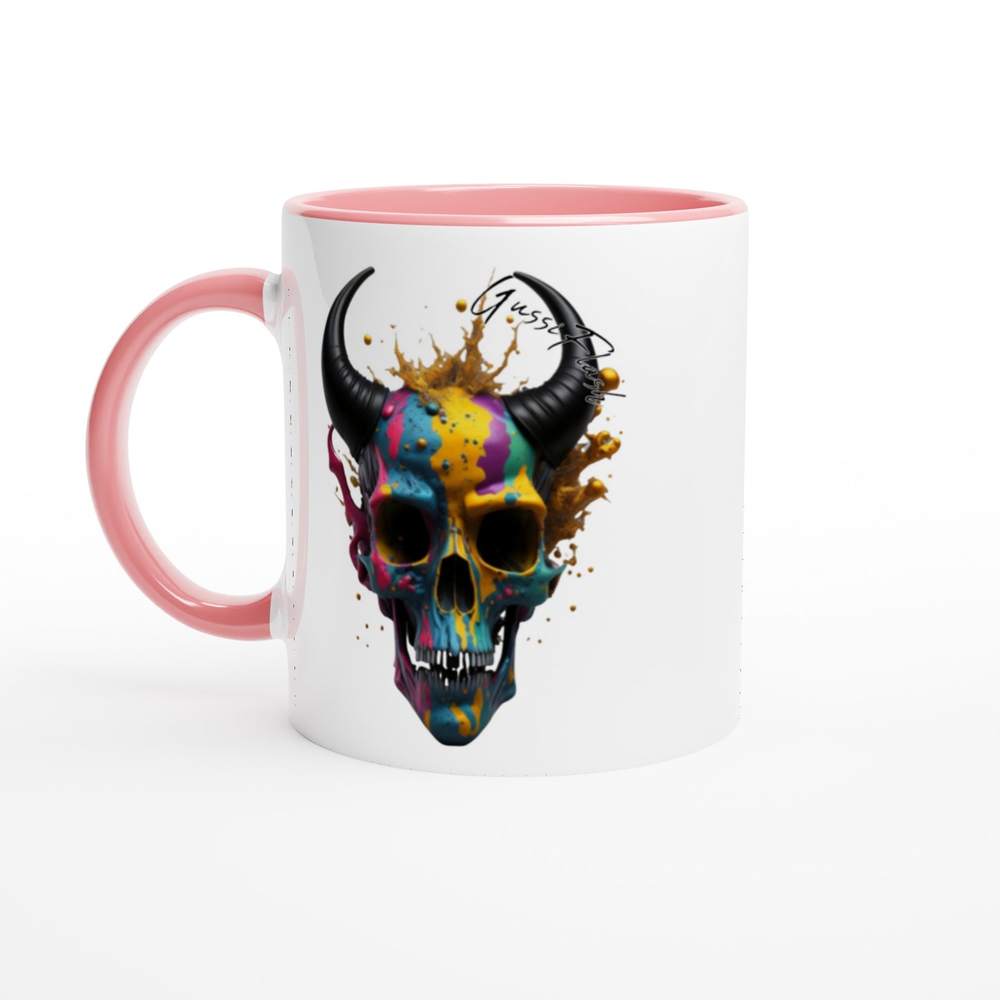 Weiße Keramiktasse Farbe an der Innenseite