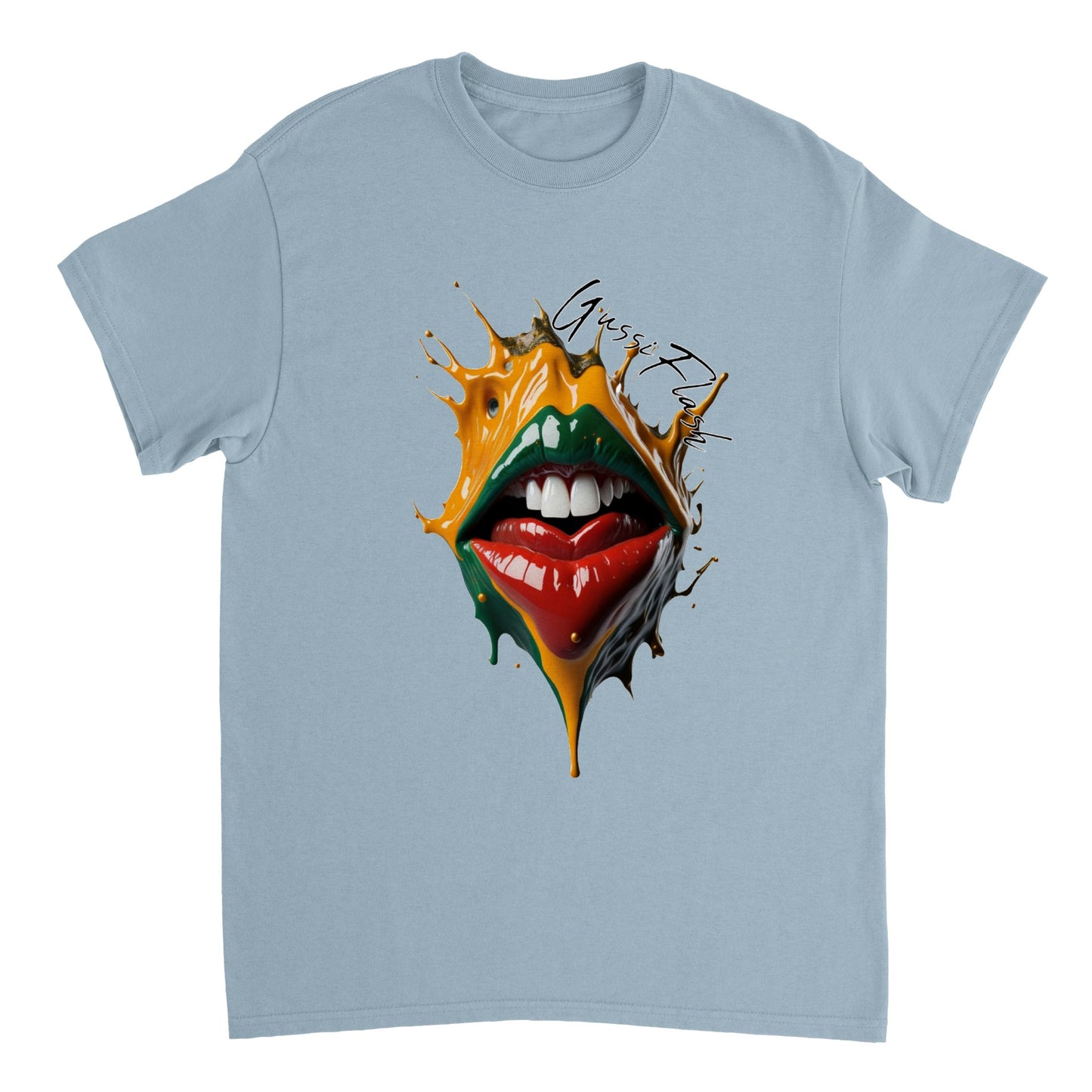 Schweres Unisex T-Shirt mit Rundhalsausschnitt und Gussiflash Logo