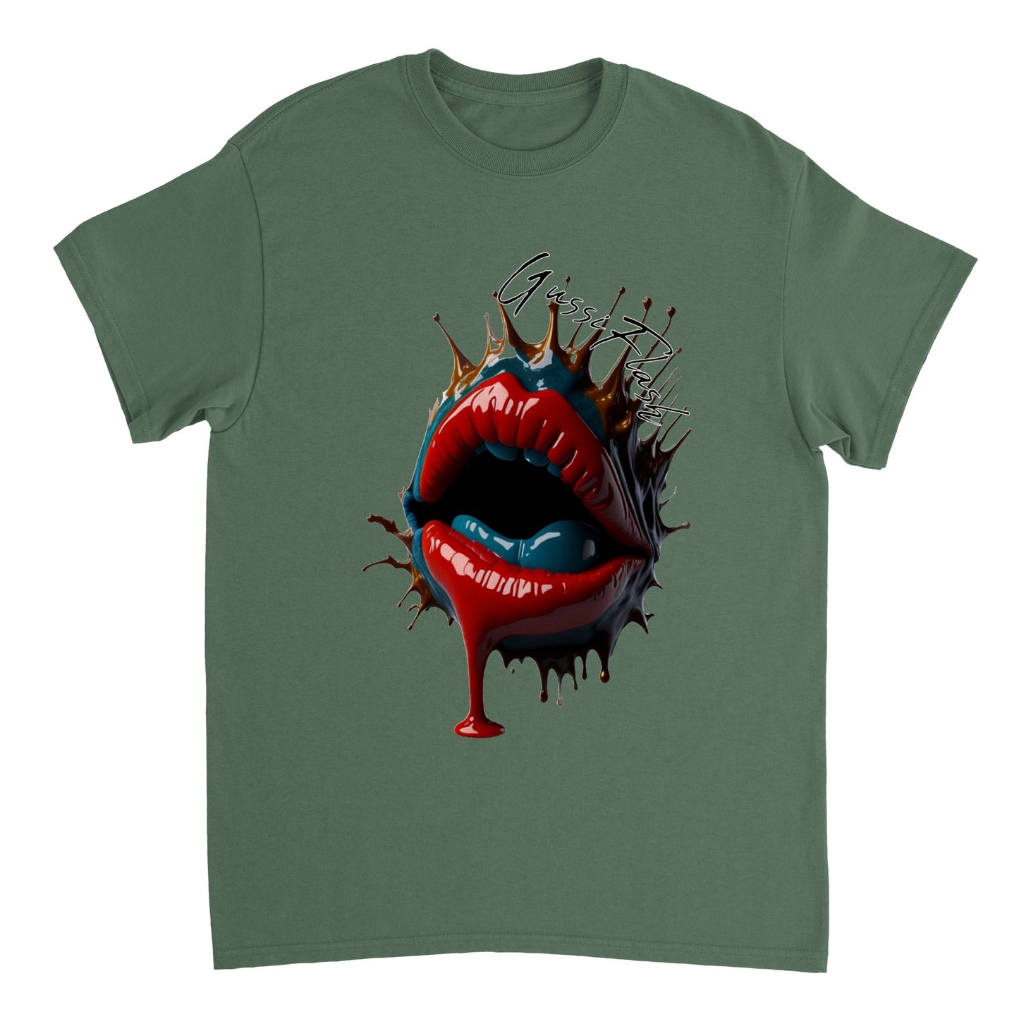 Schweres Unisex T-Shirt mit Rundhalsausschnitt und Gussiflash Logo