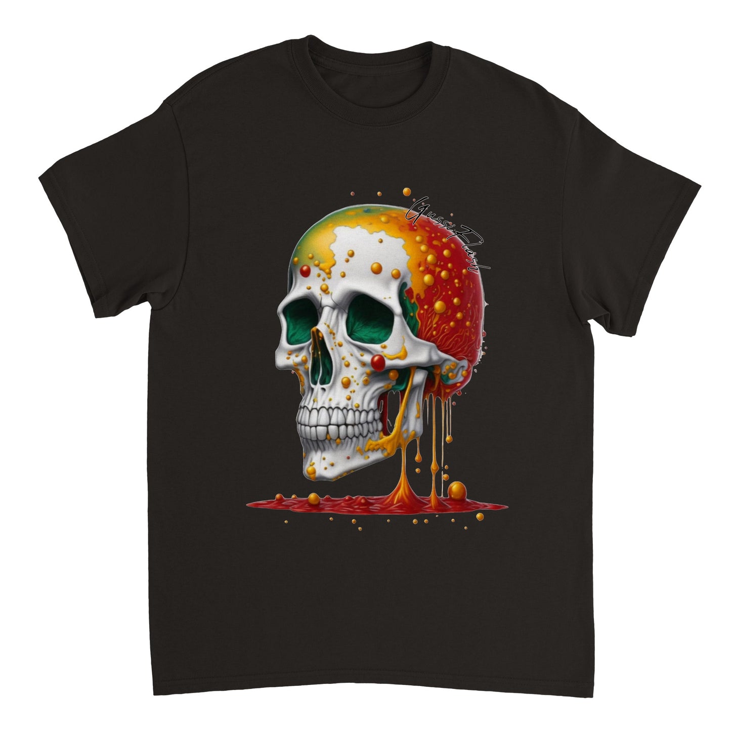 Schweres Unisex T-Shirt mit GussiFlash Skull