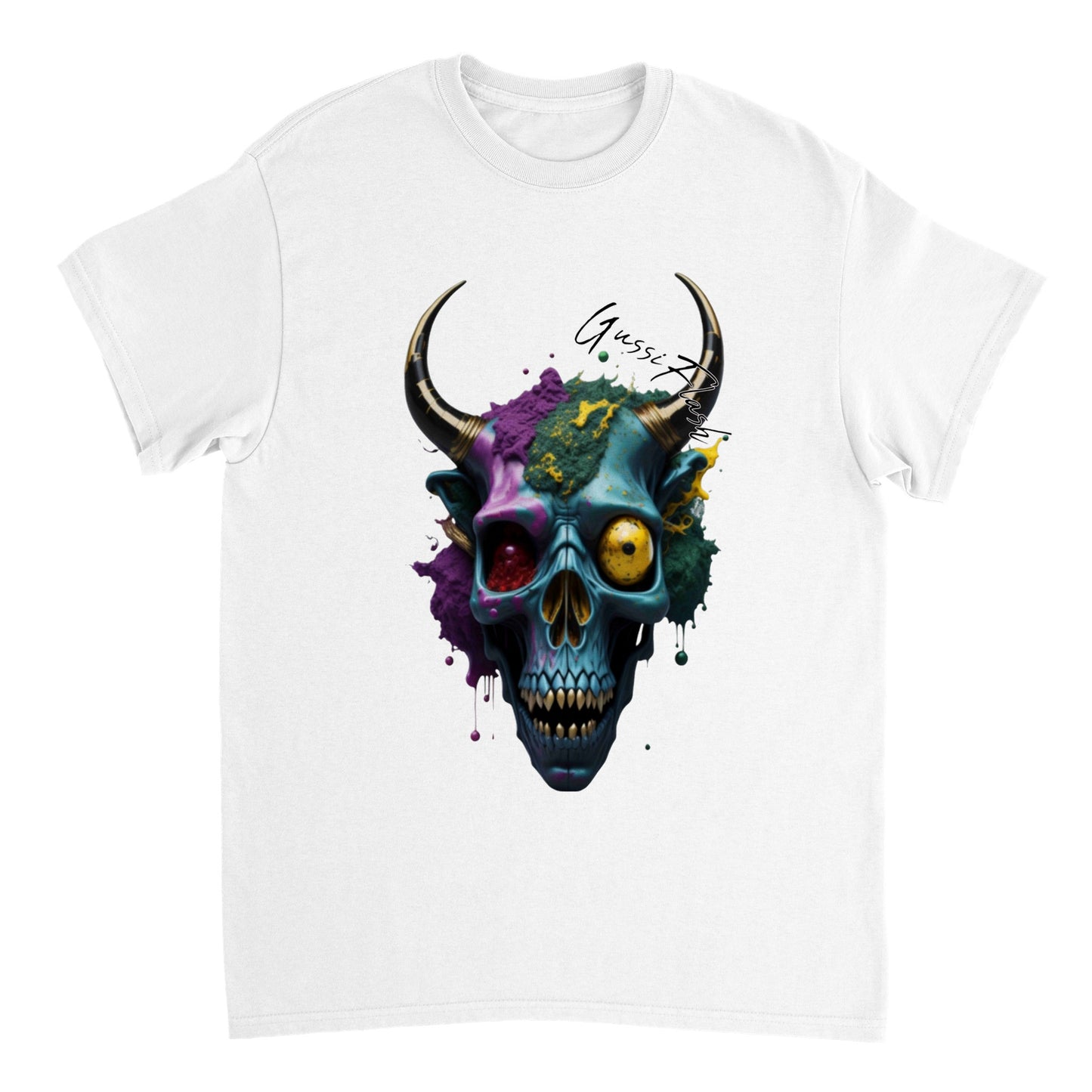 Schweres Unisex T-Shirt mit GussiFlash Skull
