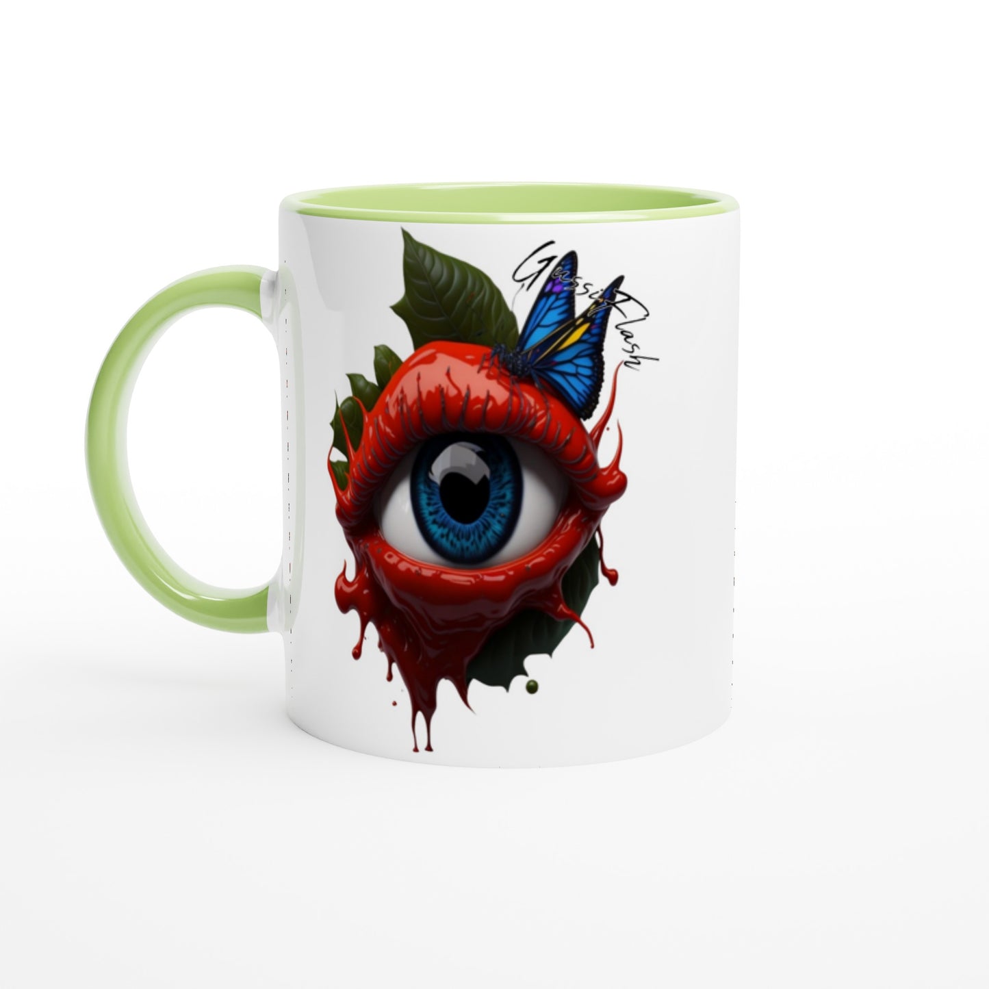 Weiße Keramiktasse Farbe an der Innenseite