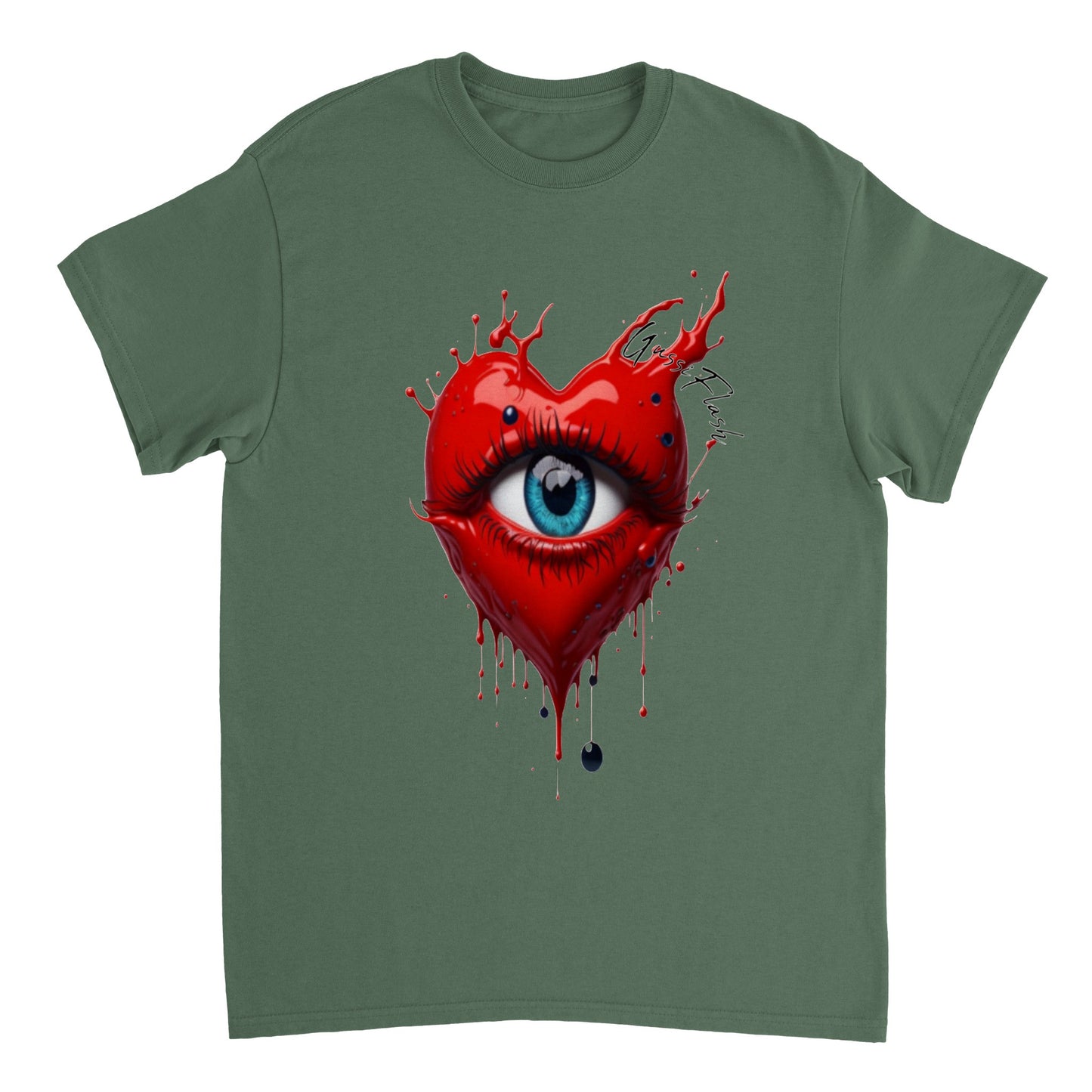 Schweres Unisex T-Shirt mit Rundhalsausschnitt und Gussiflash Logo