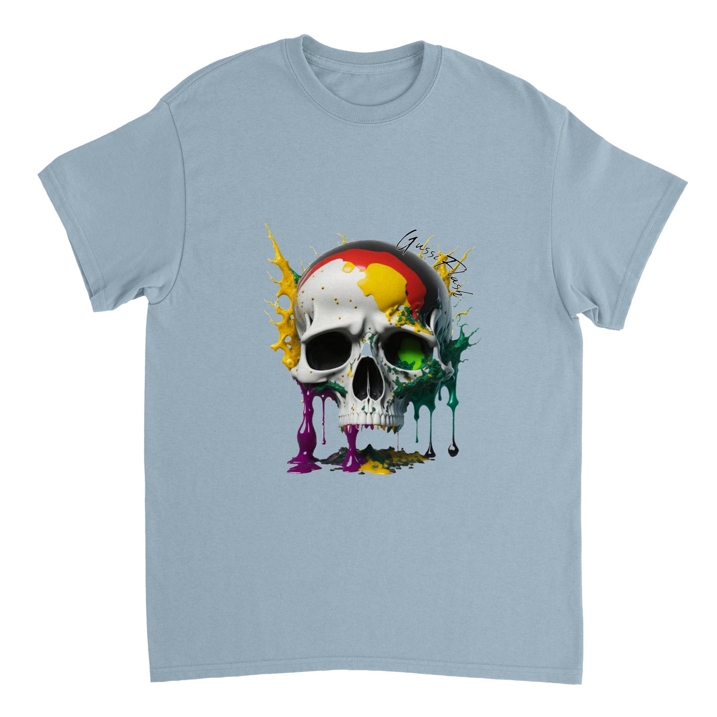 Schweres Unisex T-Shirt mit GussiFlash Skull