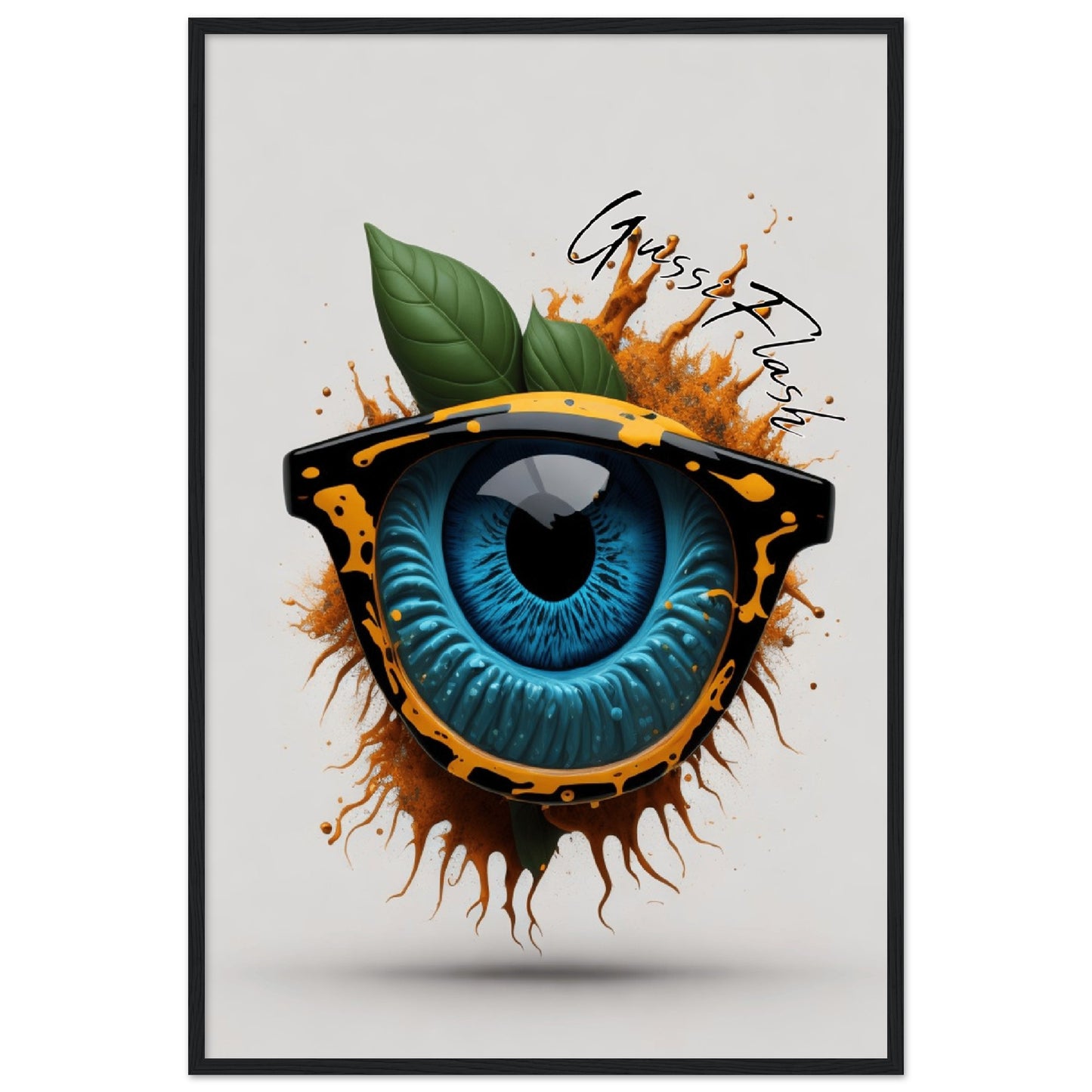 GussiFlash Premium-Poster aus mattem Papier mit Holzrahmen