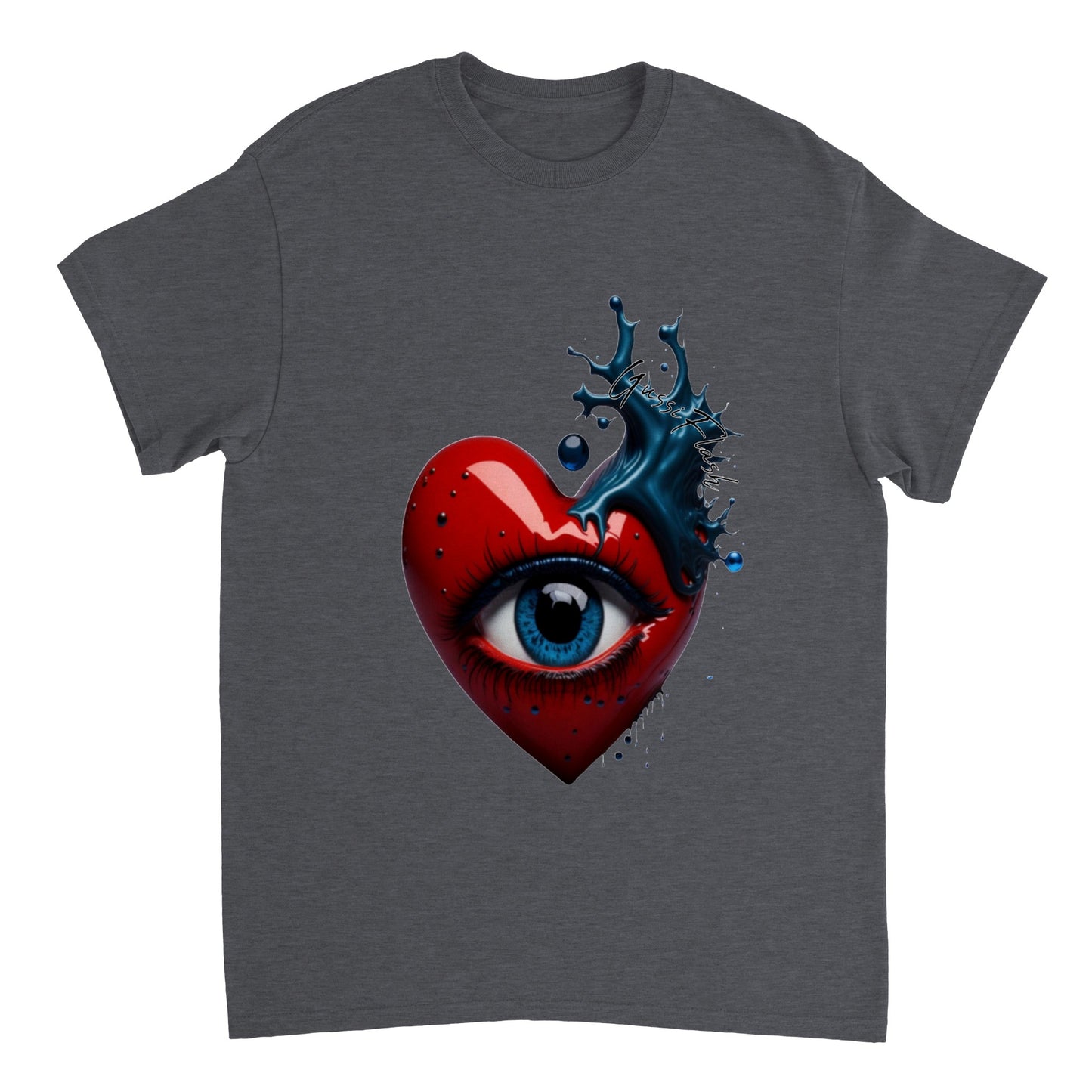 Schweres Unisex T-Shirt mit Rundhalsausschnitt und Gussiflash Logo