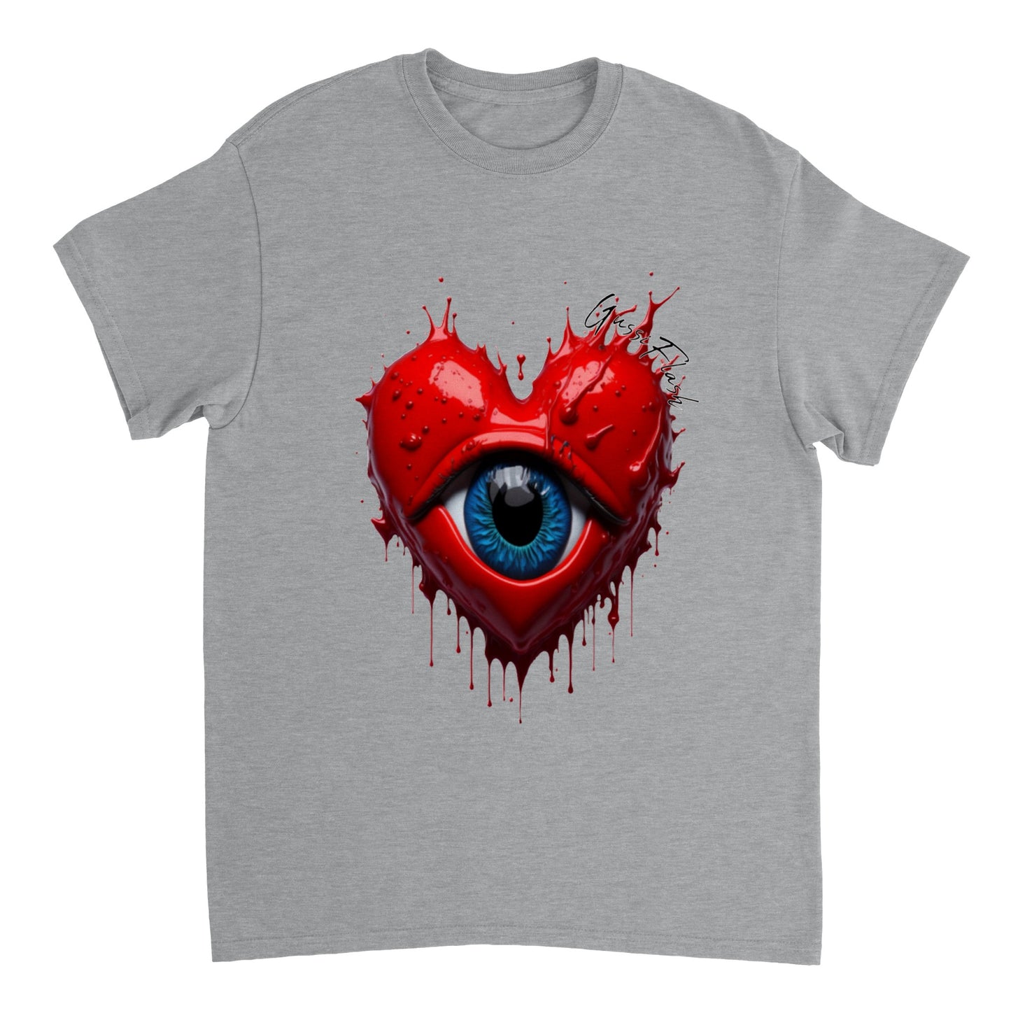 Schweres Unisex T-Shirt mit Rundhalsausschnitt und Gussiflash Logo