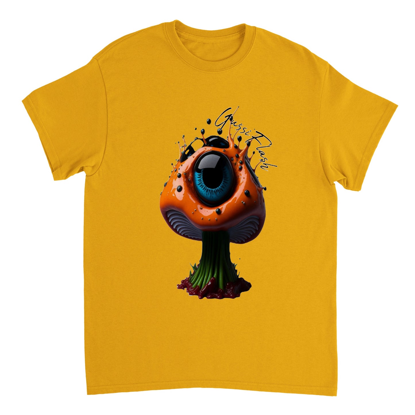 Schweres Unisex T-Shirt mit Rundhalsausschnitt und Gussiflash Logo