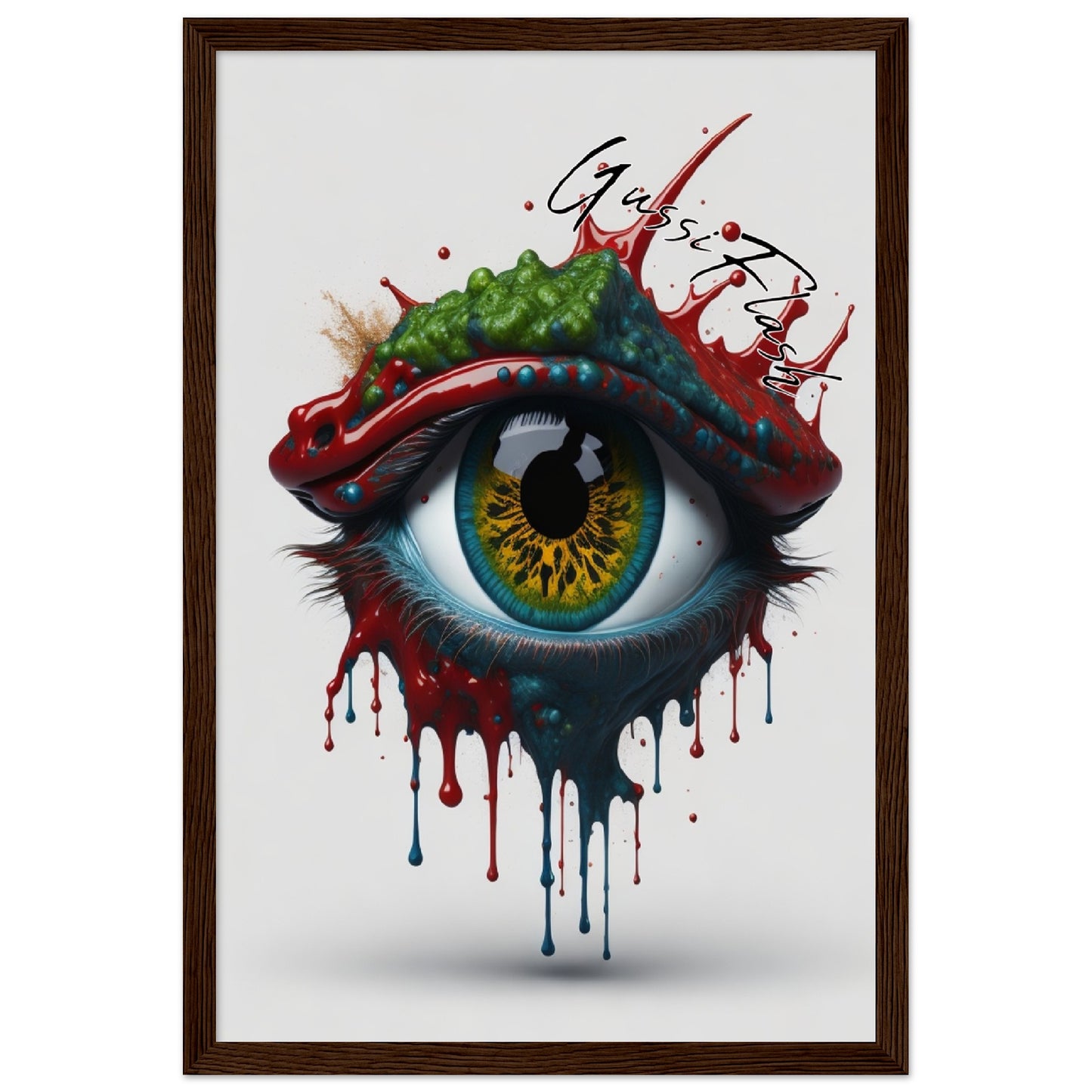 GussiFlash Premium-Poster aus mattem Papier mit Holzrahmen