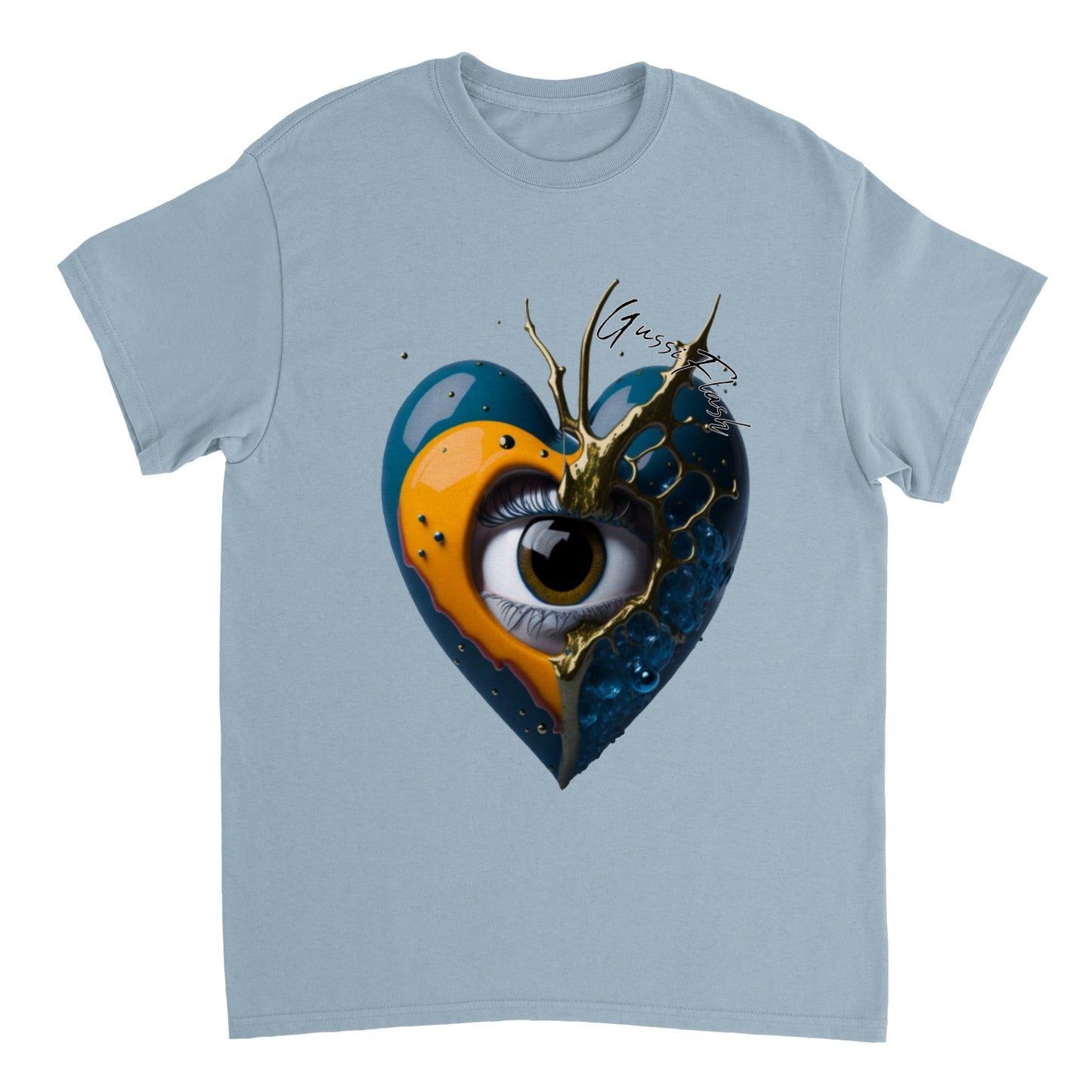Schweres Unisex T-Shirt mit Rundhalsausschnitt und Gussiflash Logo