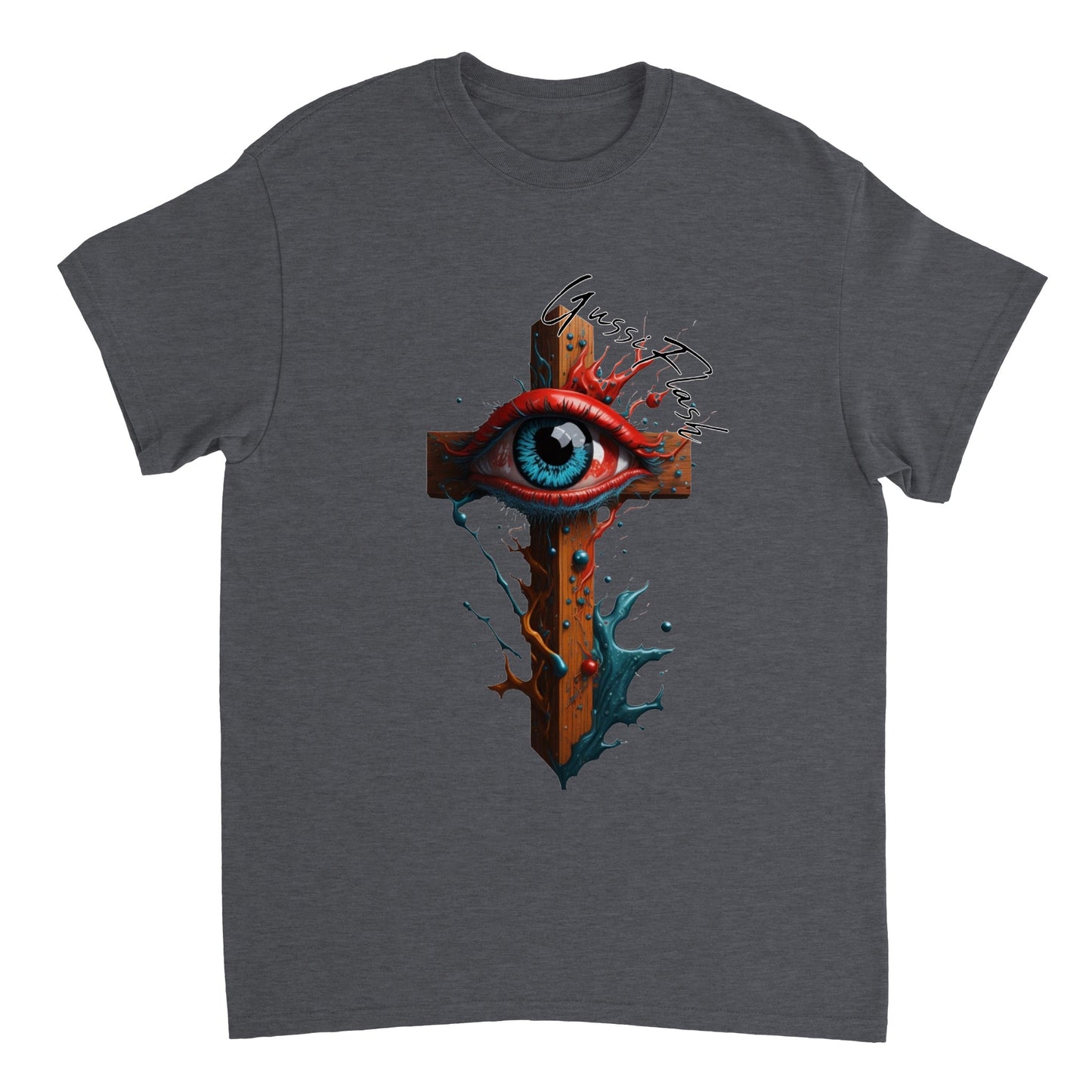 Schweres Unisex T-Shirt mit Rundhalsausschnitt und Gussiflash Logo