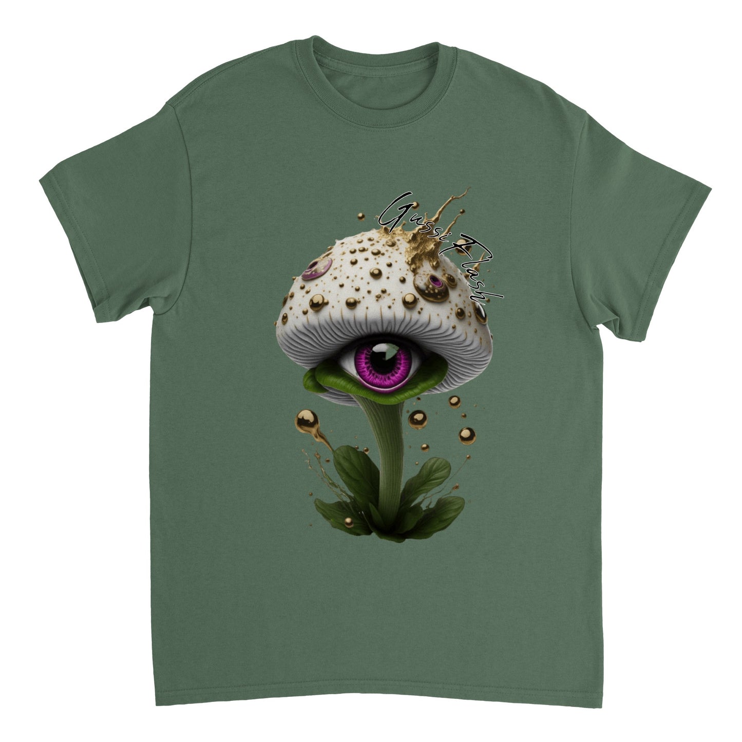 Schweres Unisex T-Shirt mit Rundhalsausschnitt und Gussiflash Logo
